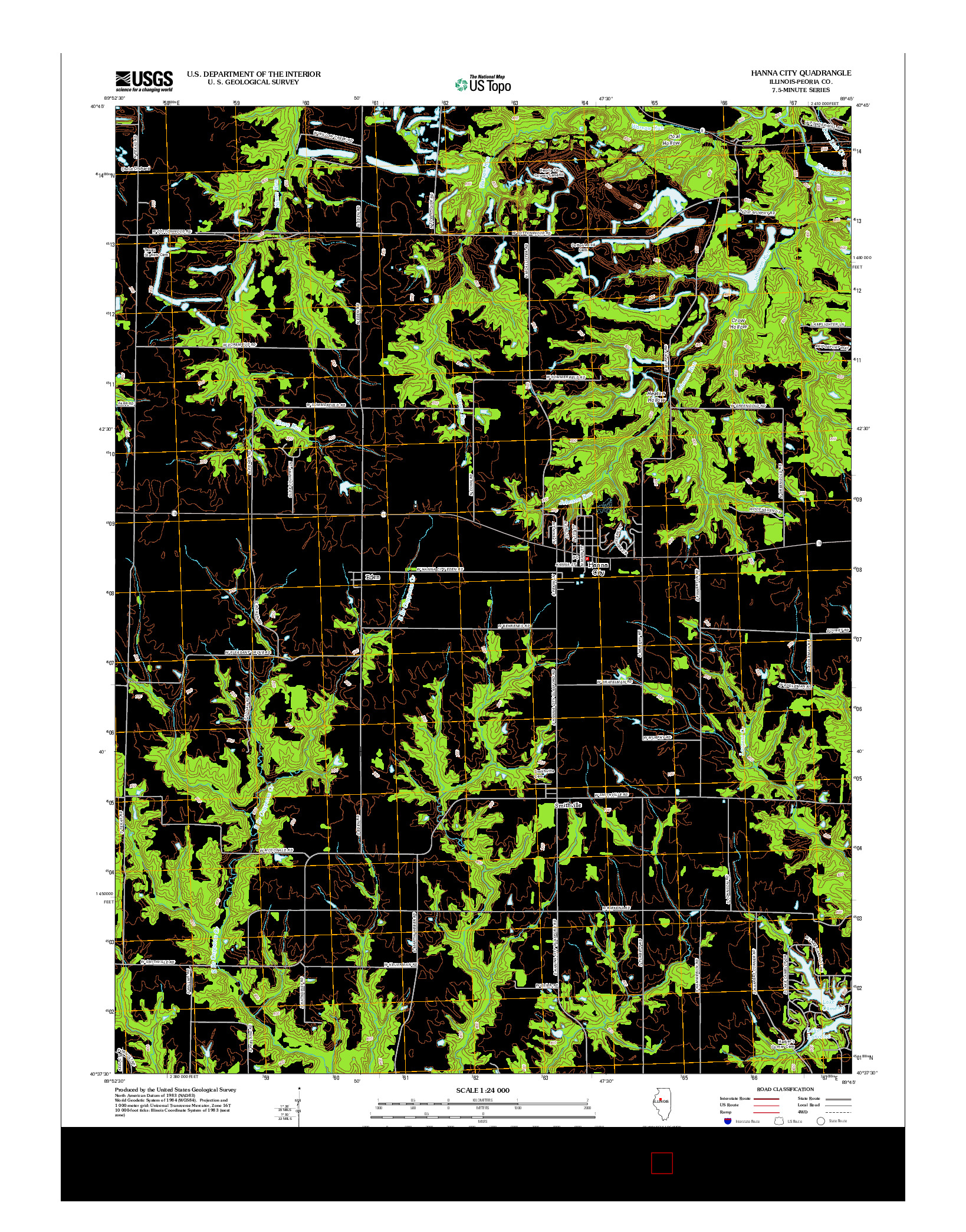 USGS US TOPO 7.5-MINUTE MAP FOR HANNA CITY, IL 2012