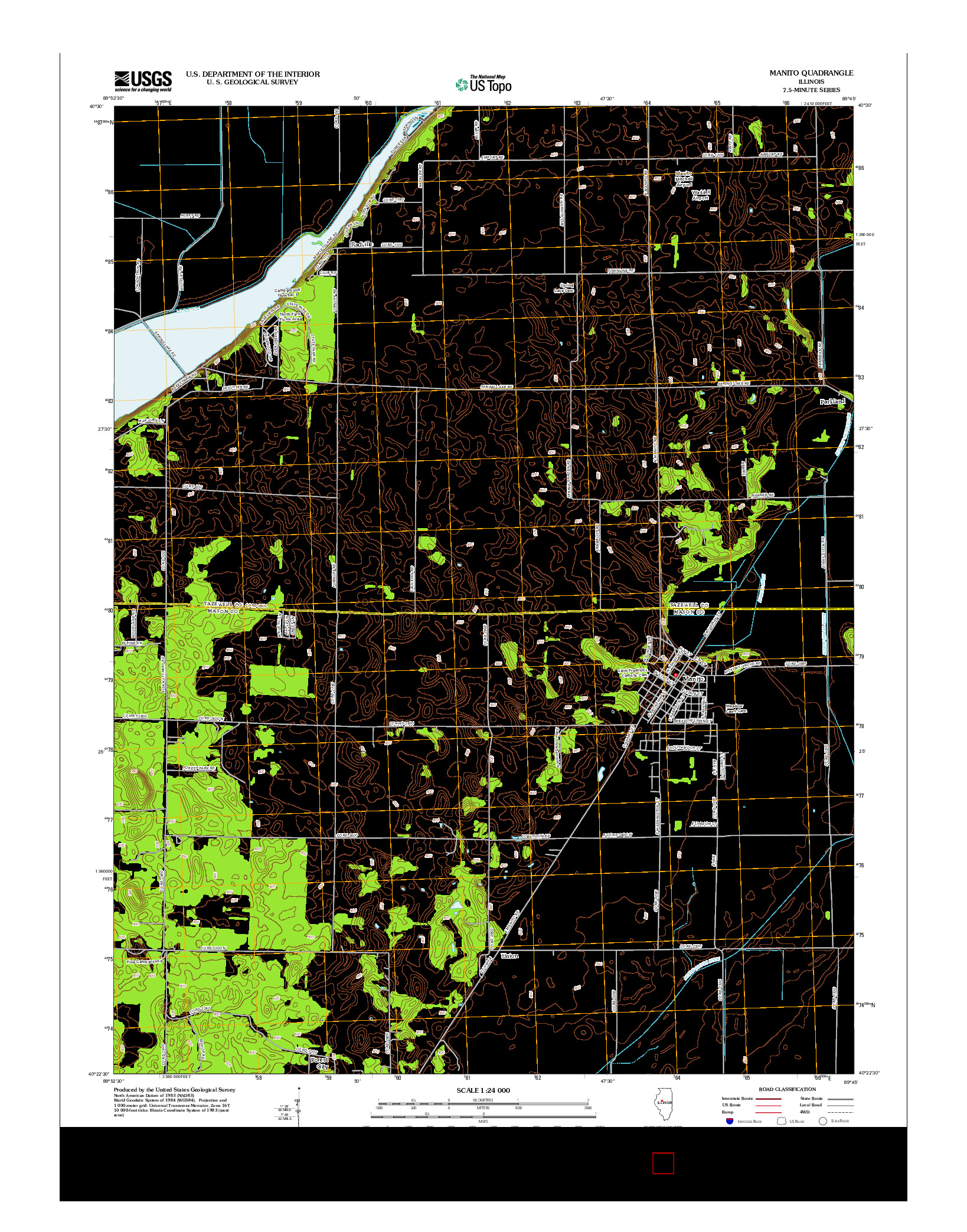 USGS US TOPO 7.5-MINUTE MAP FOR MANITO, IL 2012