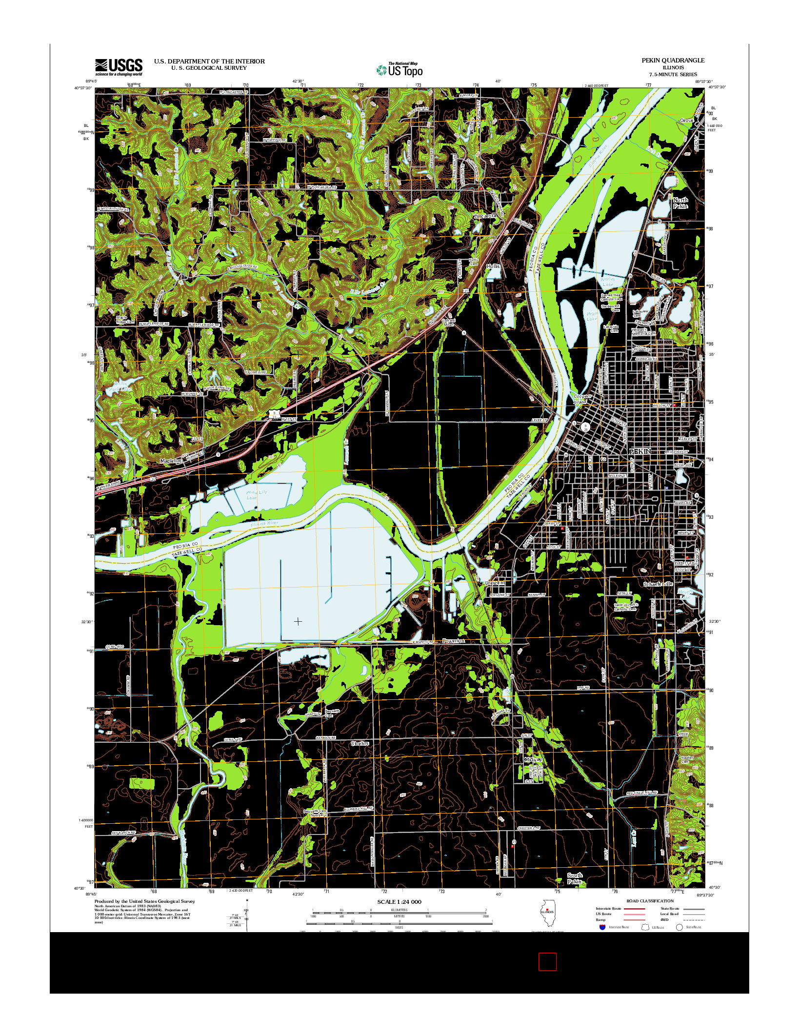 USGS US TOPO 7.5-MINUTE MAP FOR PEKIN, IL 2012