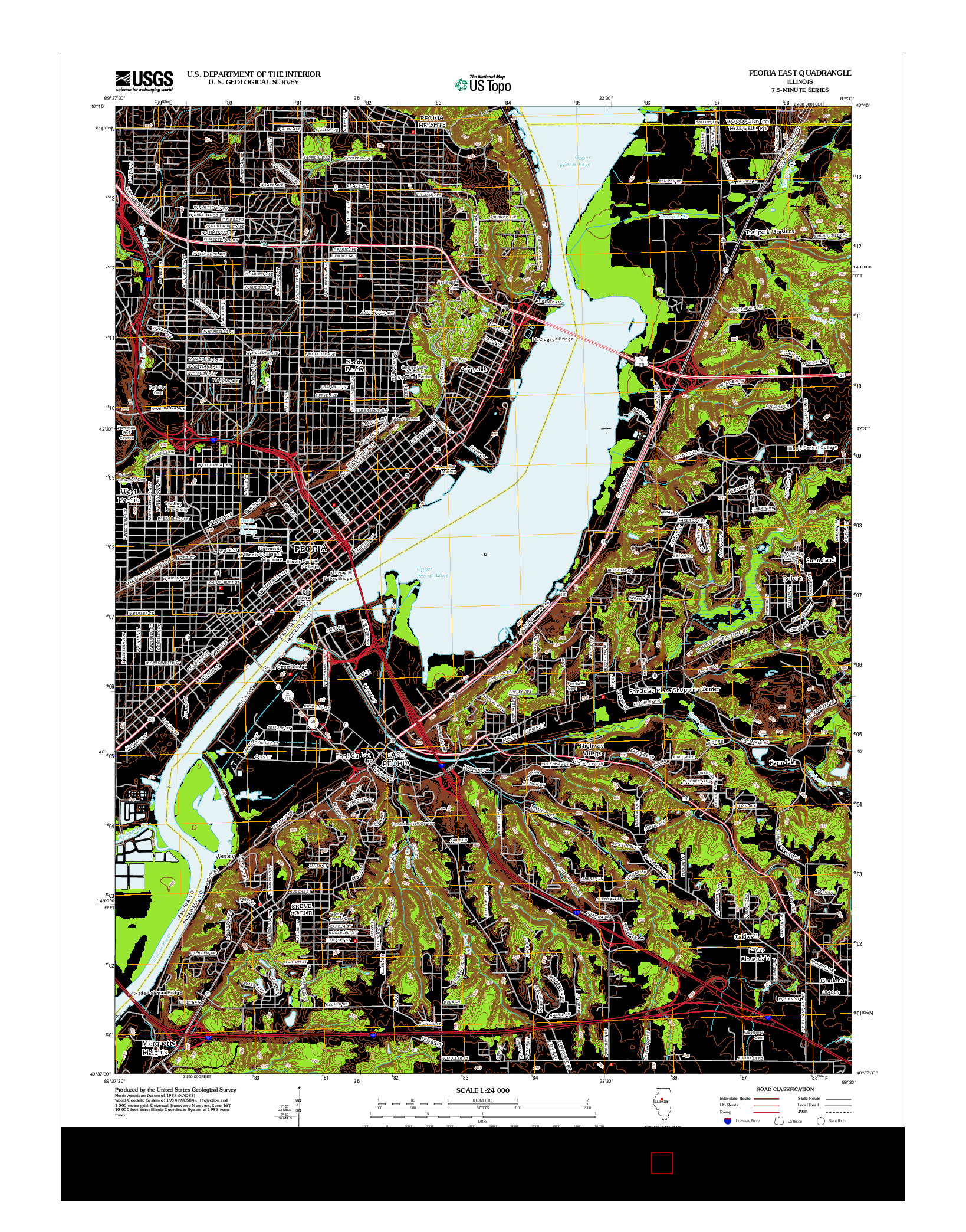 USGS US TOPO 7.5-MINUTE MAP FOR PEORIA EAST, IL 2012