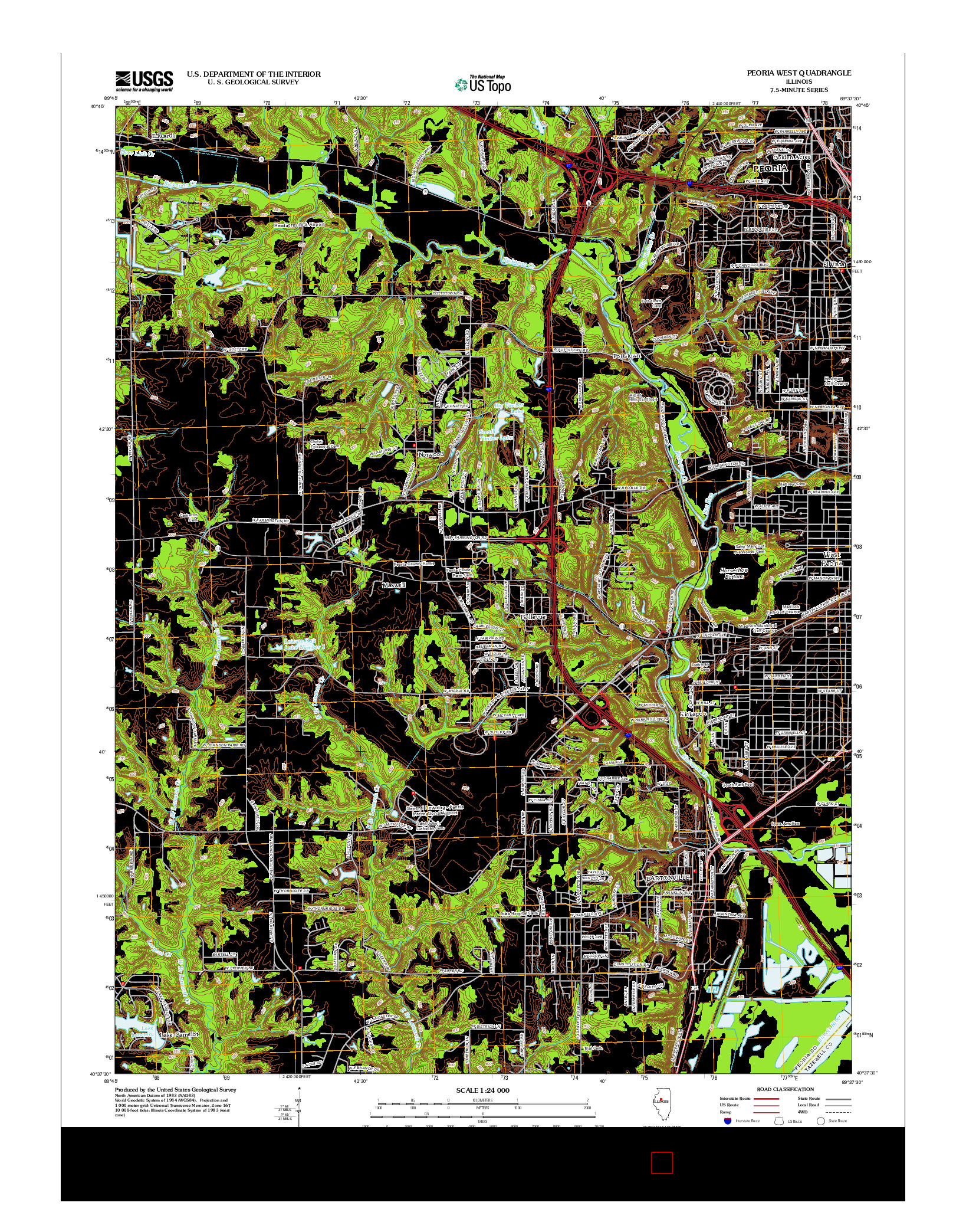 USGS US TOPO 7.5-MINUTE MAP FOR PEORIA WEST, IL 2012