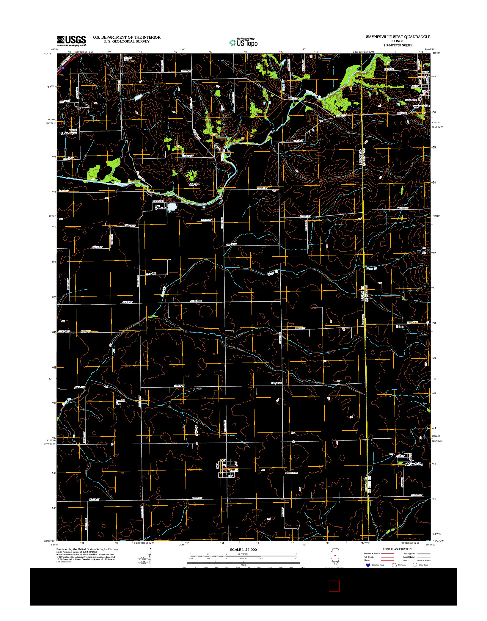 USGS US TOPO 7.5-MINUTE MAP FOR WAYNESVILLE WEST, IL 2012