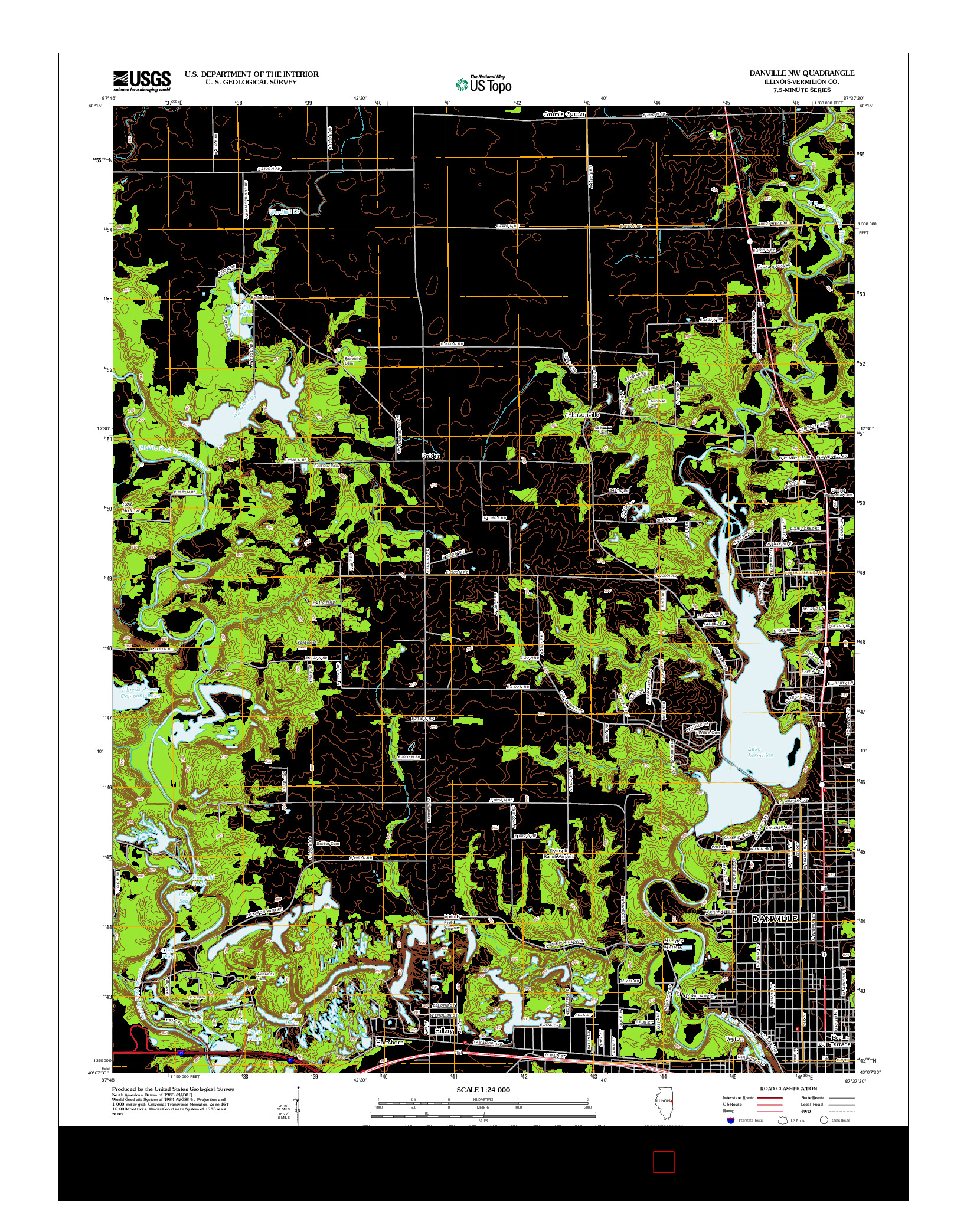 USGS US TOPO 7.5-MINUTE MAP FOR DANVILLE NW, IL 2012