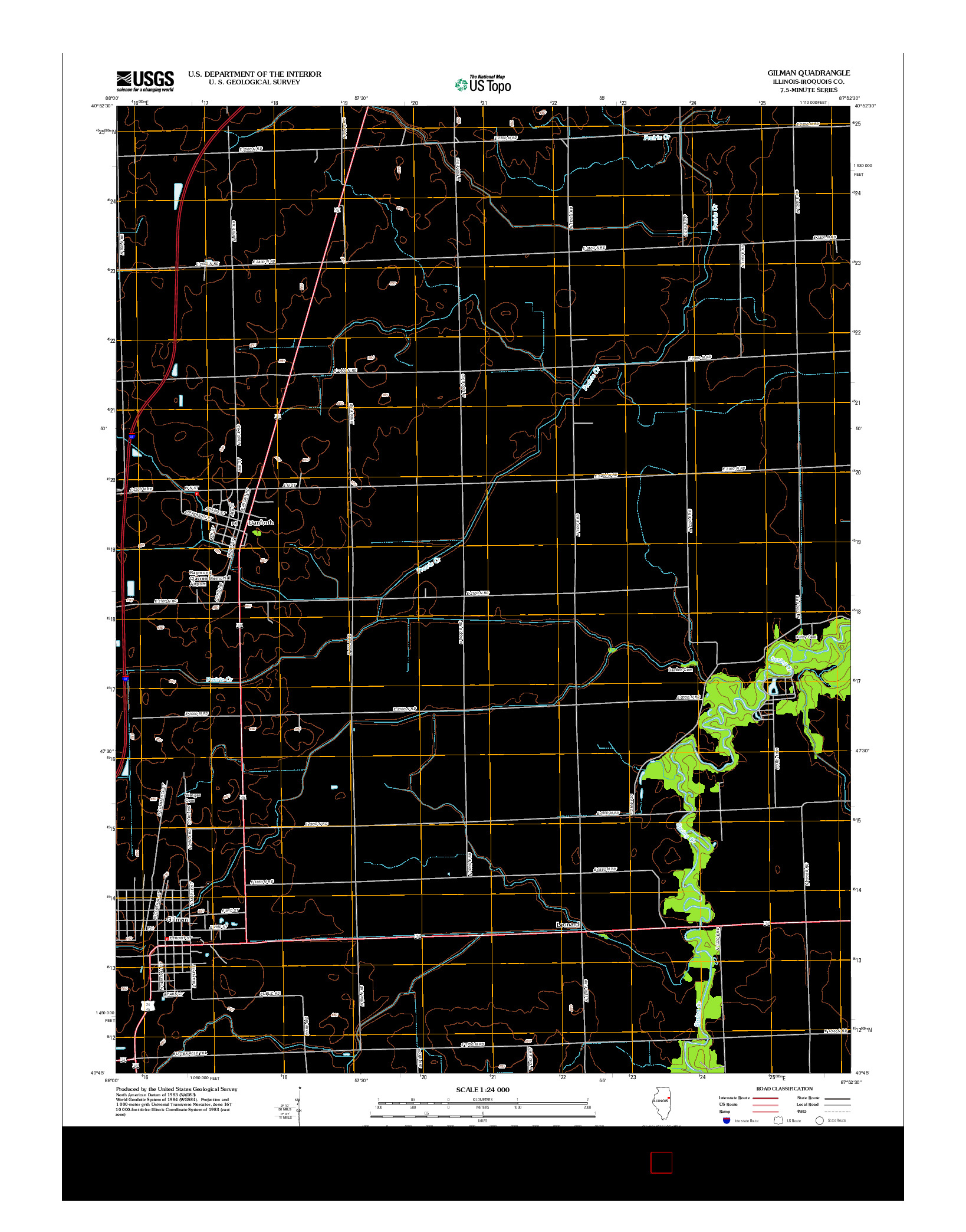 USGS US TOPO 7.5-MINUTE MAP FOR GILMAN, IL 2012