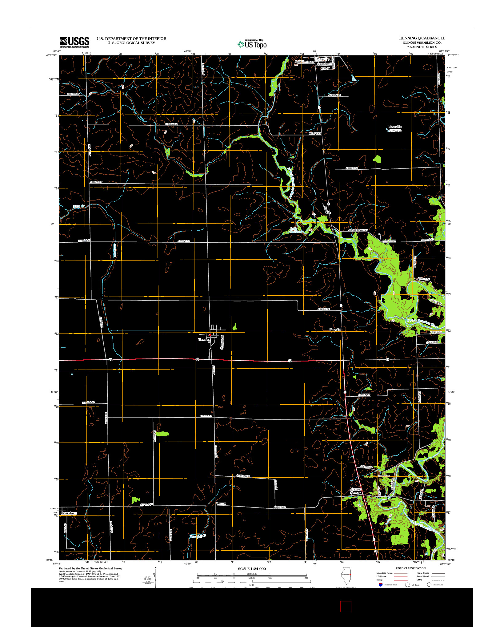 USGS US TOPO 7.5-MINUTE MAP FOR HENNING, IL 2012