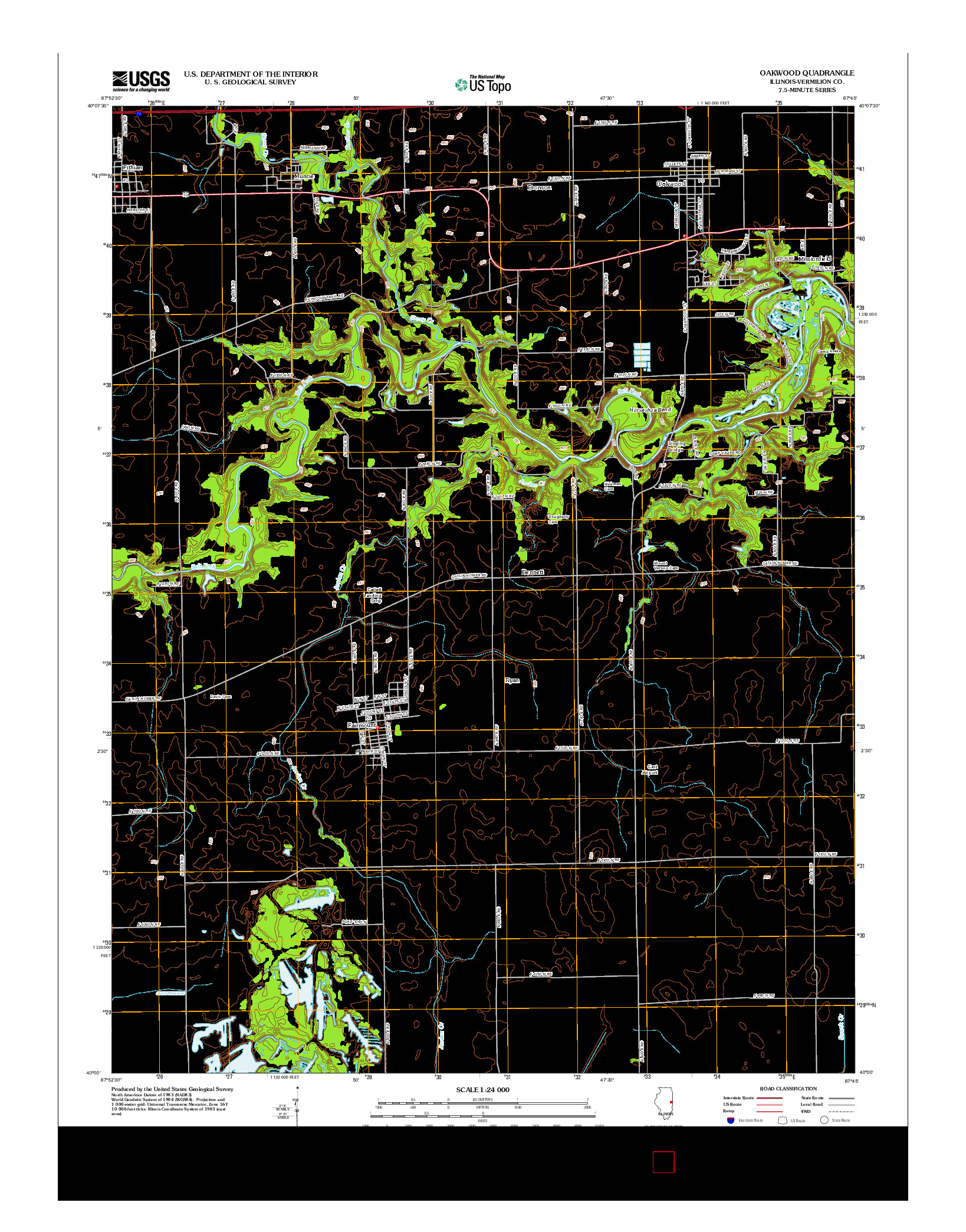 USGS US TOPO 7.5-MINUTE MAP FOR OAKWOOD, IL 2012