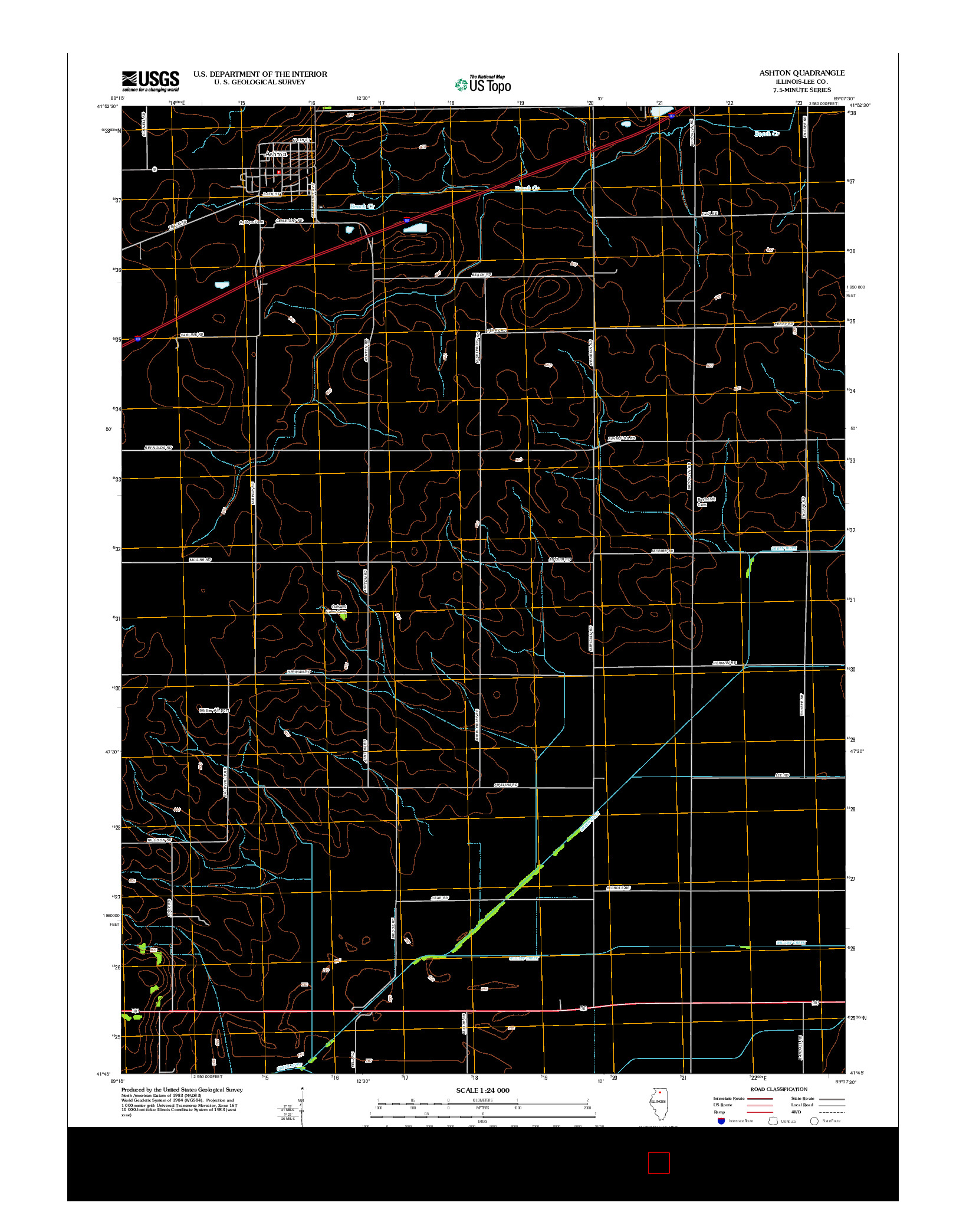 USGS US TOPO 7.5-MINUTE MAP FOR ASHTON, IL 2012