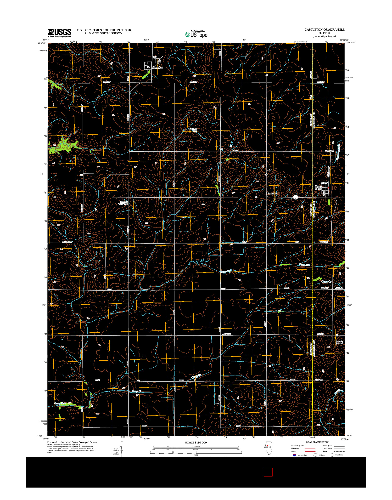 USGS US TOPO 7.5-MINUTE MAP FOR CASTLETON, IL 2012