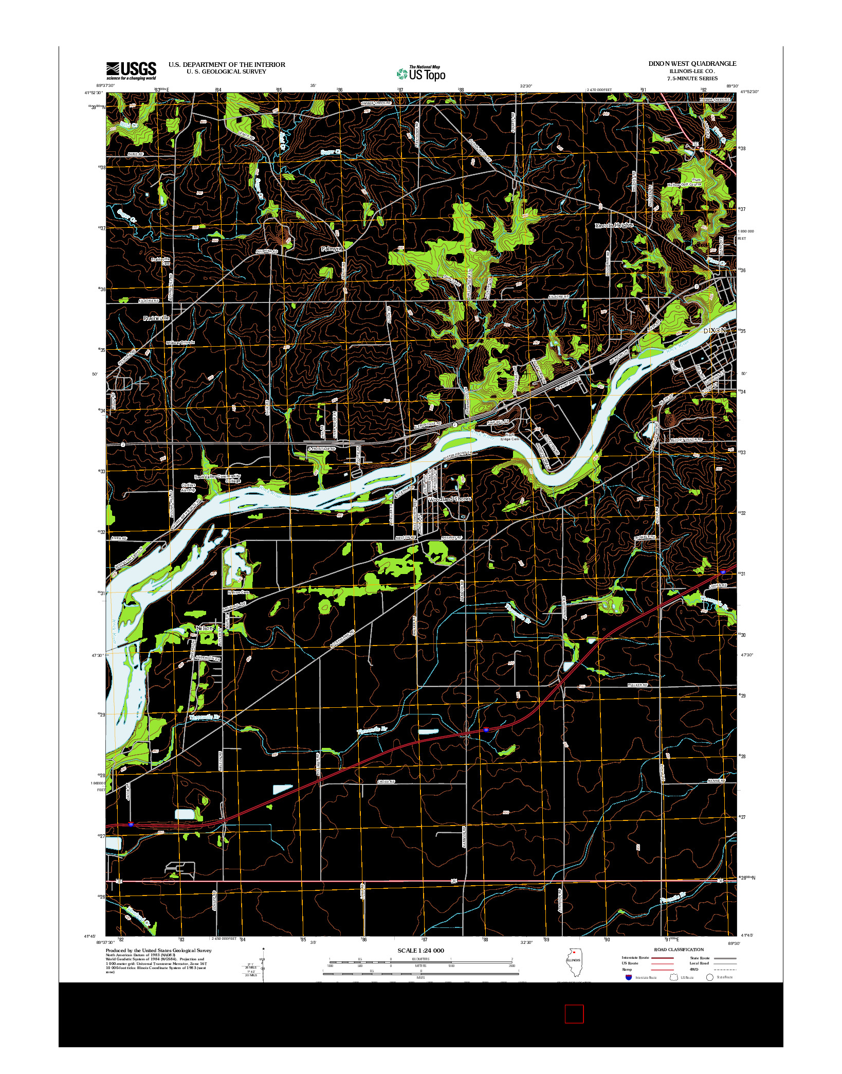 USGS US TOPO 7.5-MINUTE MAP FOR DIXON WEST, IL 2012