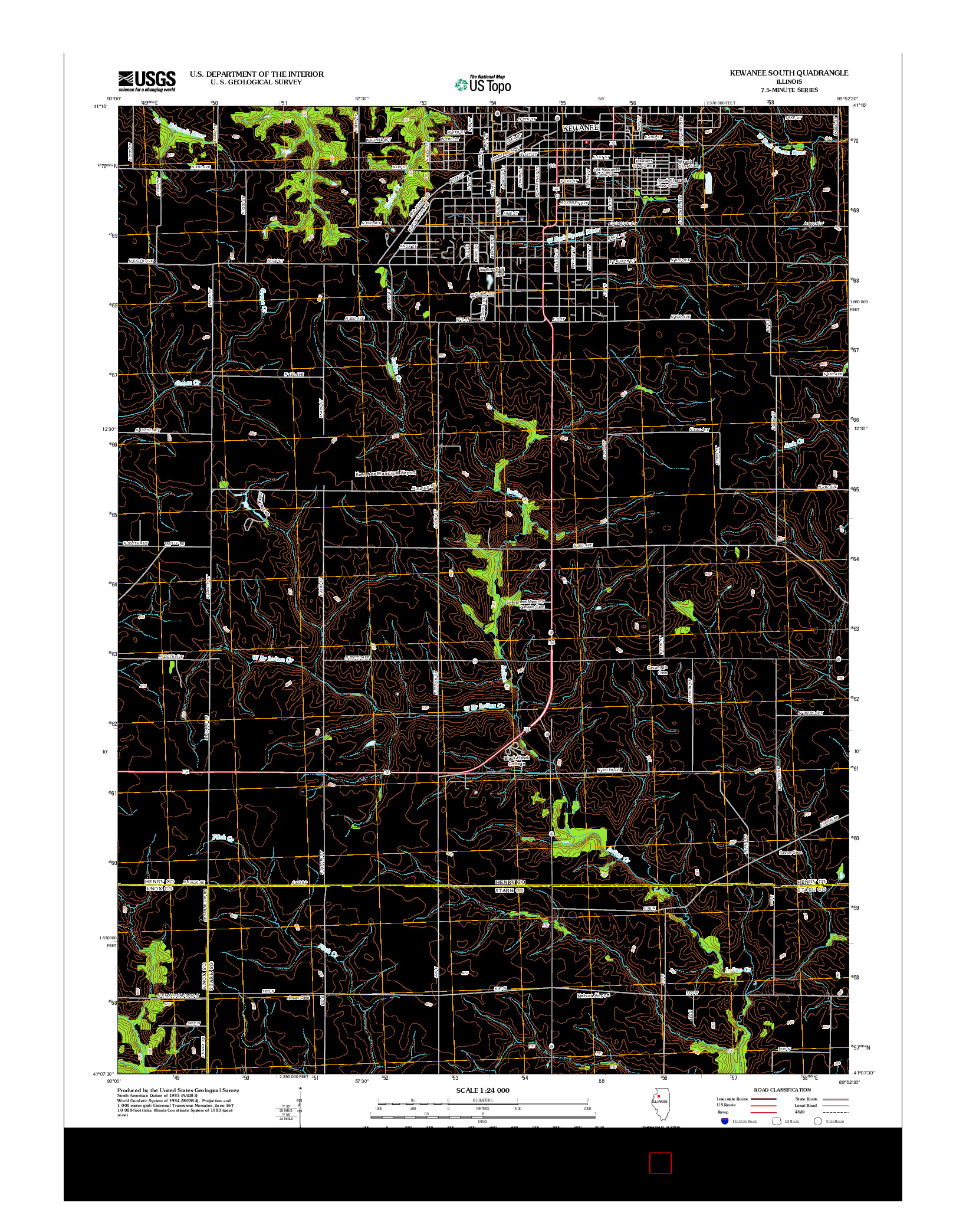 USGS US TOPO 7.5-MINUTE MAP FOR KEWANEE SOUTH, IL 2012