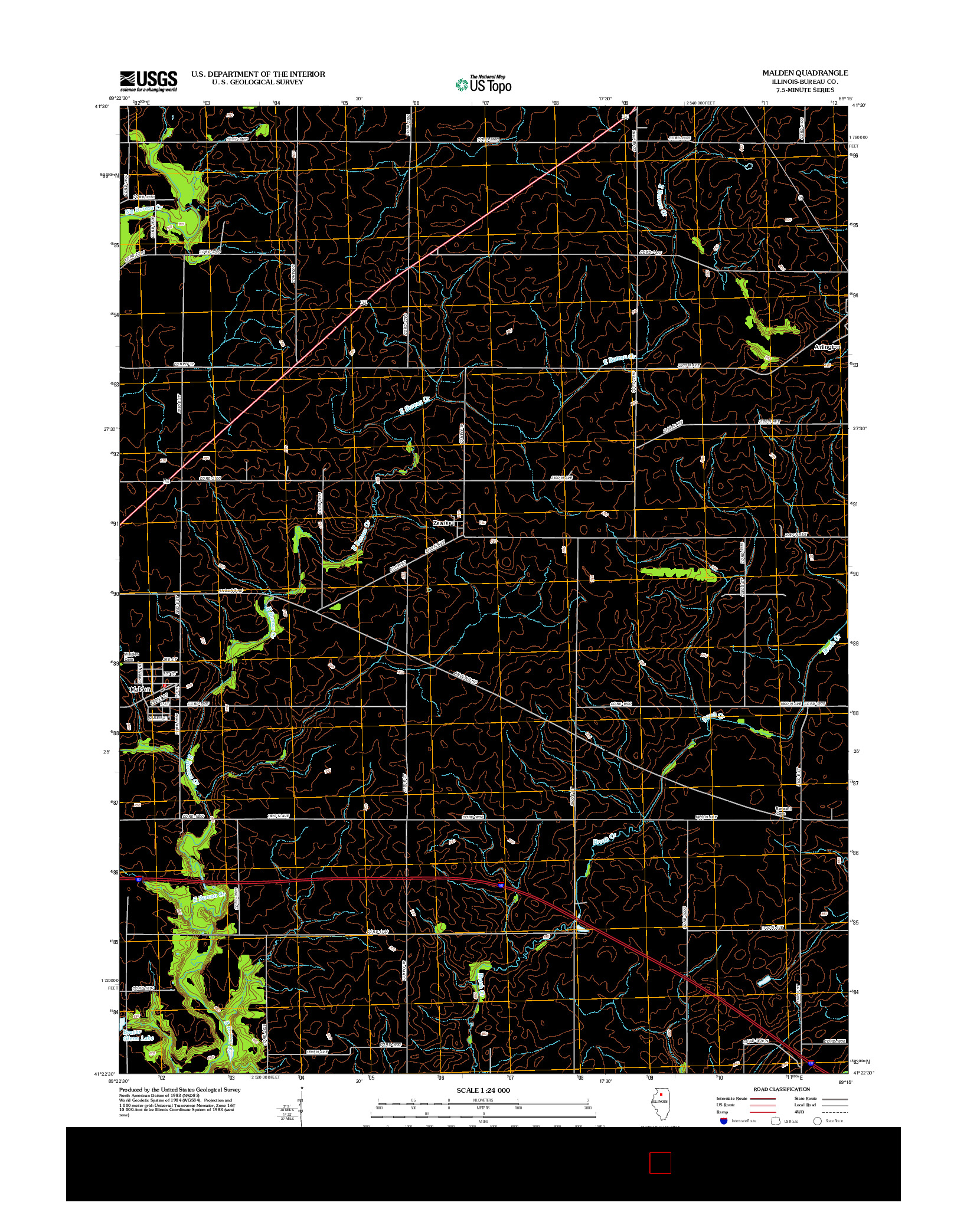 USGS US TOPO 7.5-MINUTE MAP FOR MALDEN, IL 2012