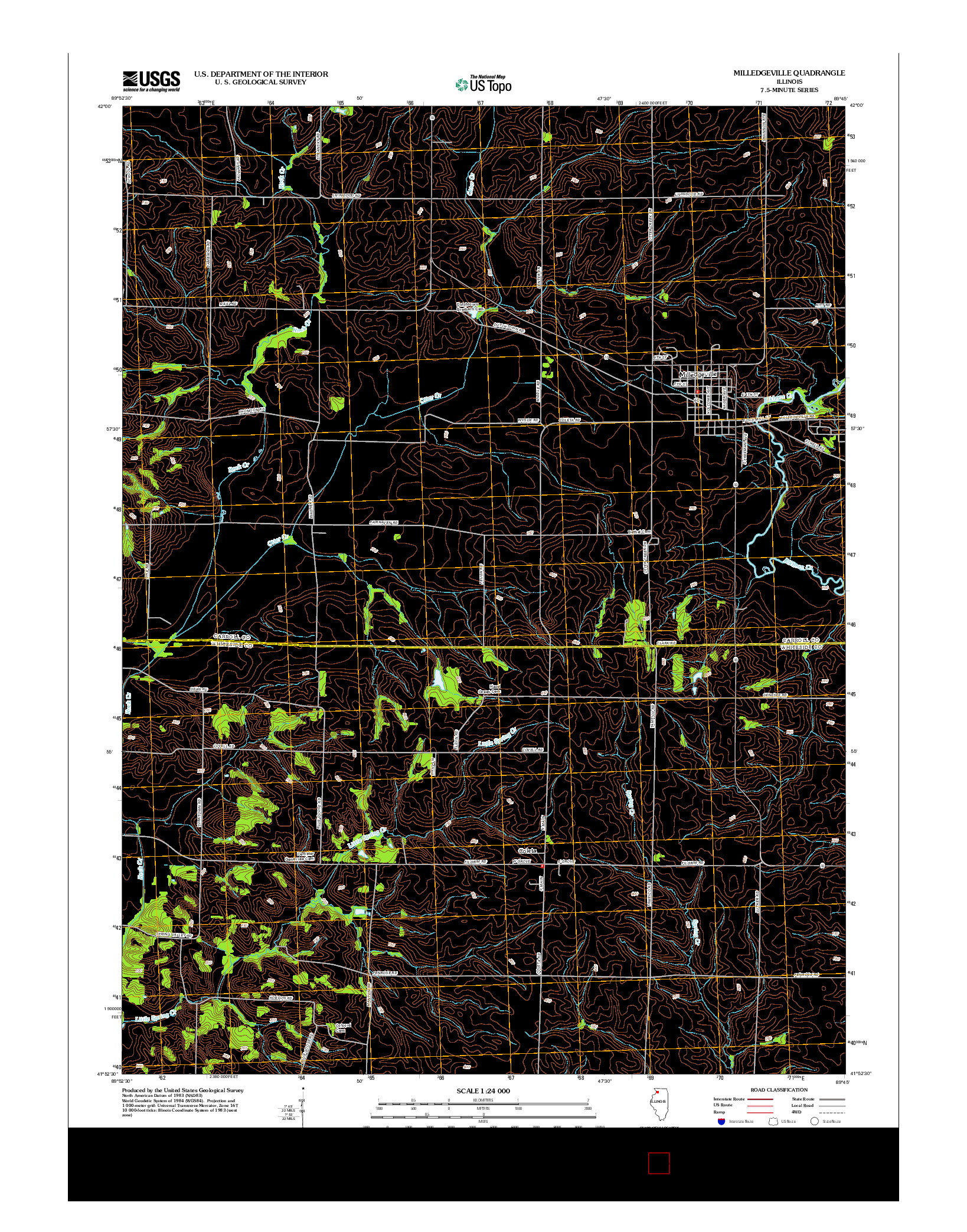 USGS US TOPO 7.5-MINUTE MAP FOR MILLEDGEVILLE, IL 2012