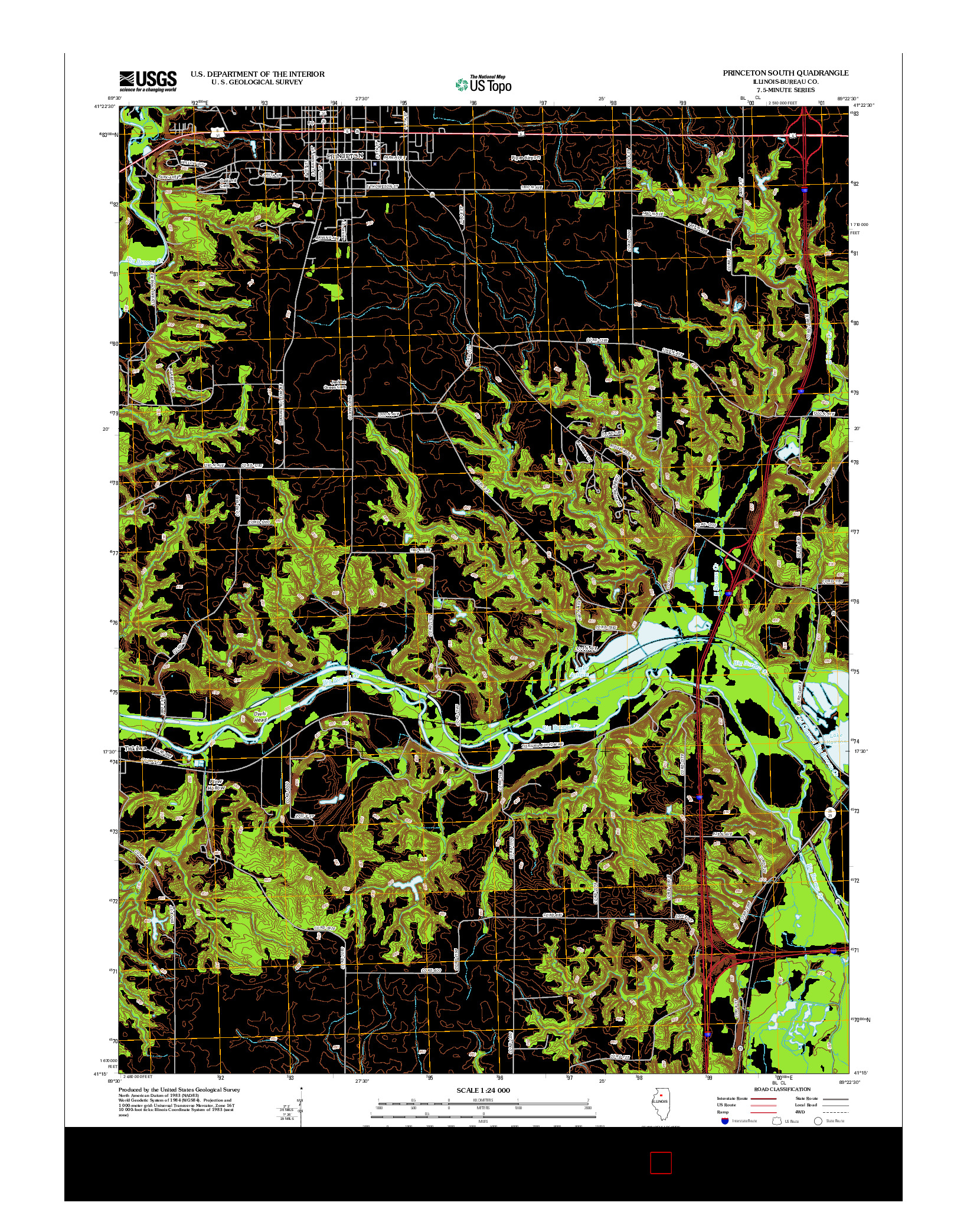 USGS US TOPO 7.5-MINUTE MAP FOR PRINCETON SOUTH, IL 2012
