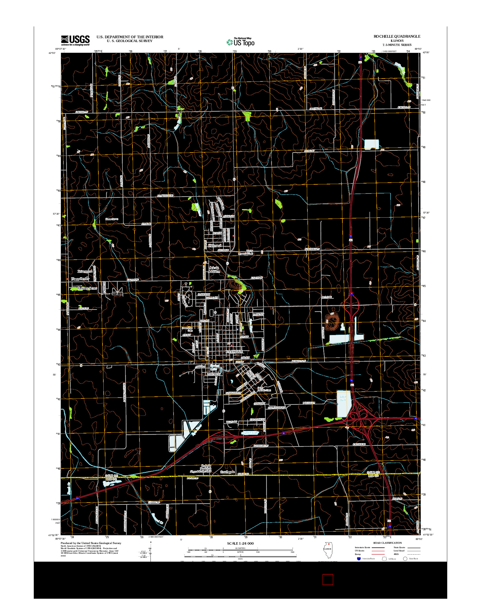 USGS US TOPO 7.5-MINUTE MAP FOR ROCHELLE, IL 2012