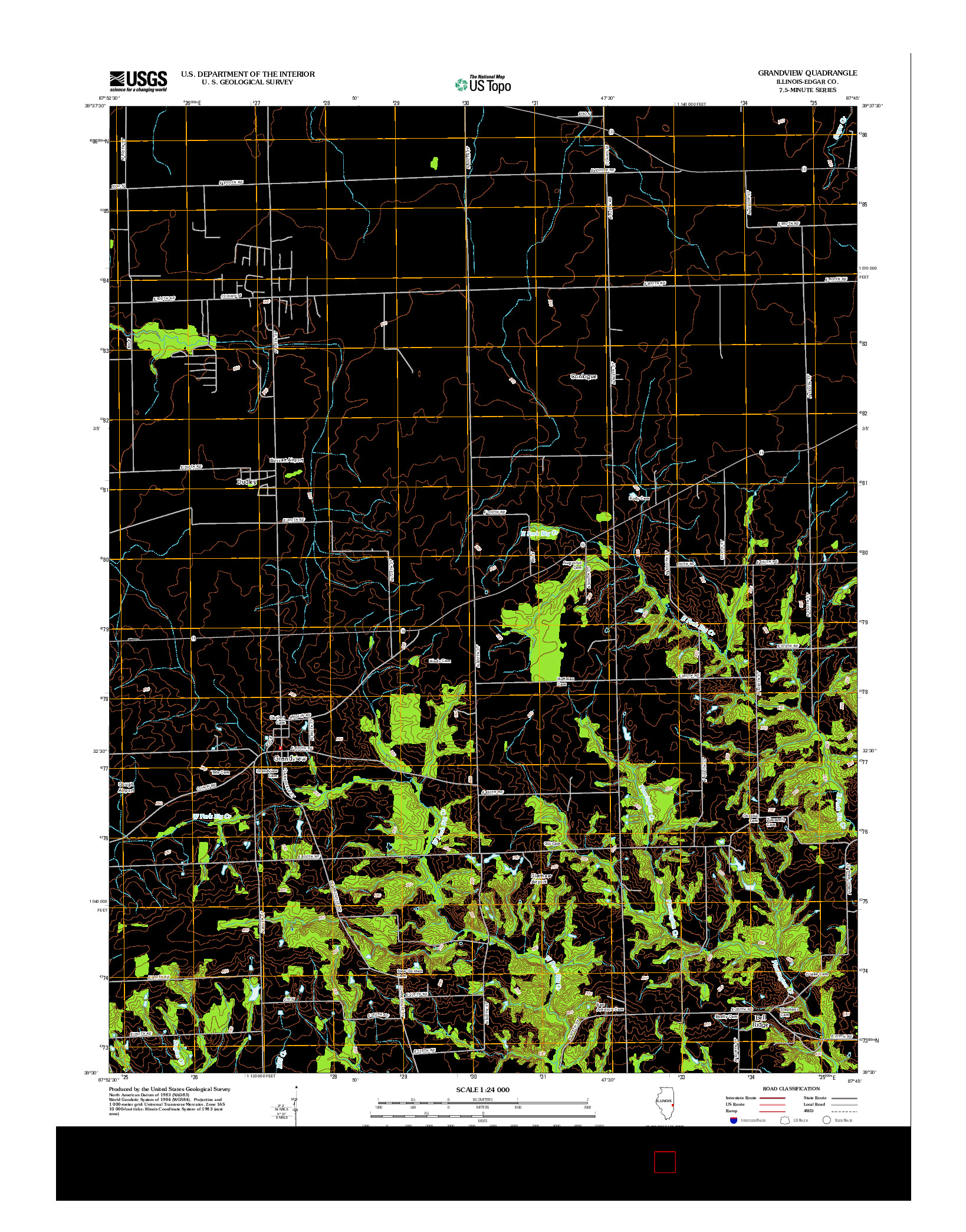 USGS US TOPO 7.5-MINUTE MAP FOR GRANDVIEW, IL 2012