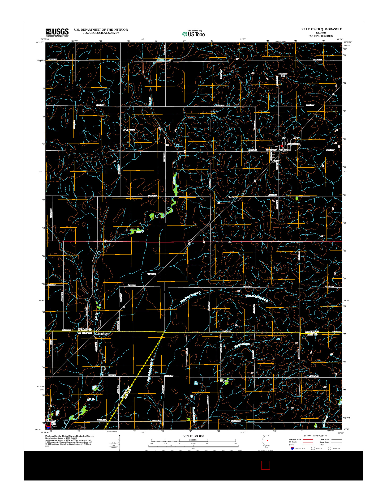 USGS US TOPO 7.5-MINUTE MAP FOR BELLFLOWER, IL 2012
