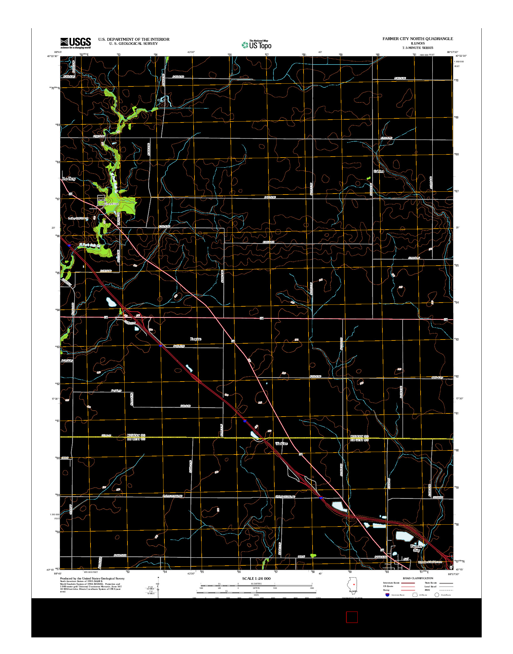 USGS US TOPO 7.5-MINUTE MAP FOR FARMER CITY NORTH, IL 2012