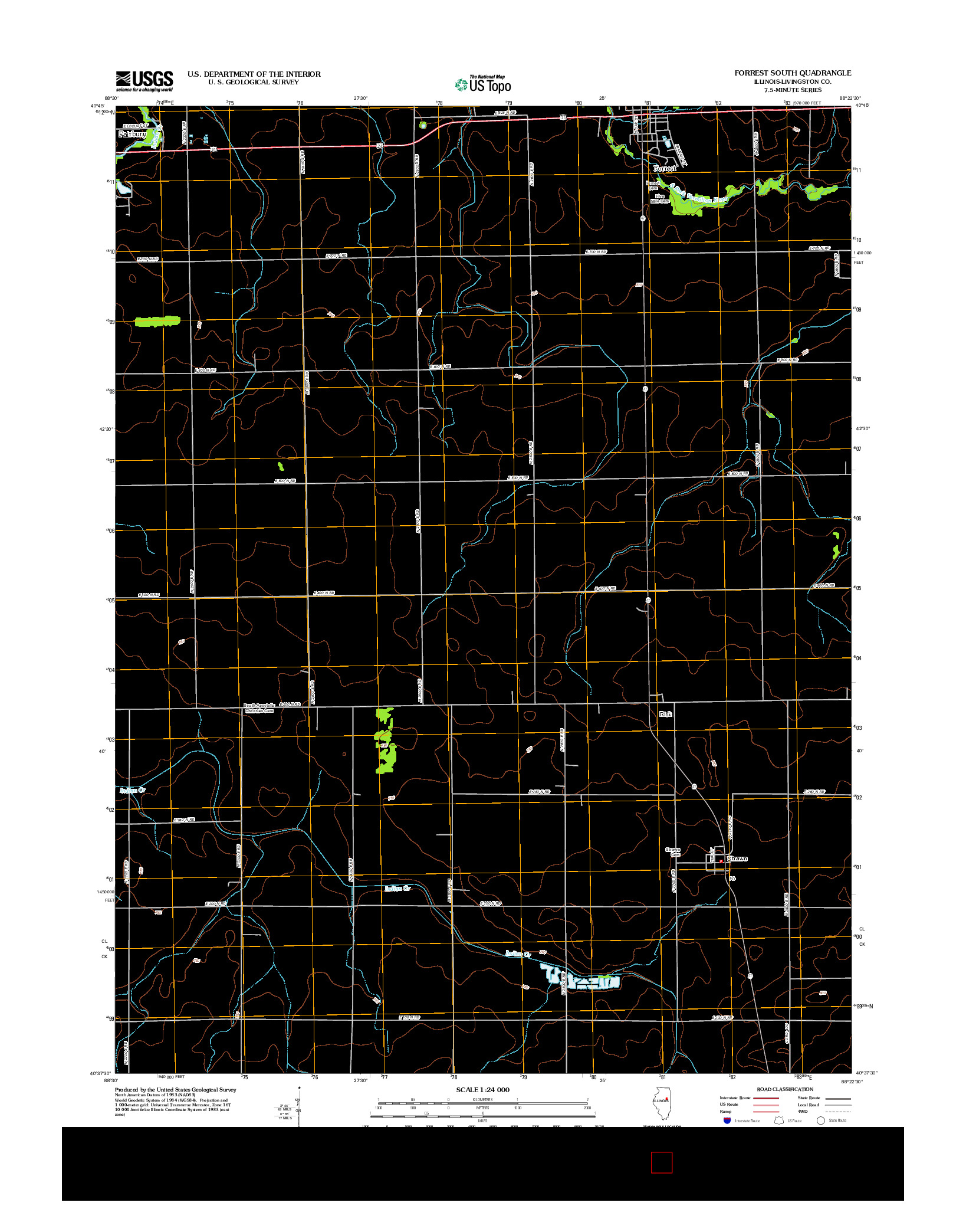 USGS US TOPO 7.5-MINUTE MAP FOR FORREST SOUTH, IL 2012