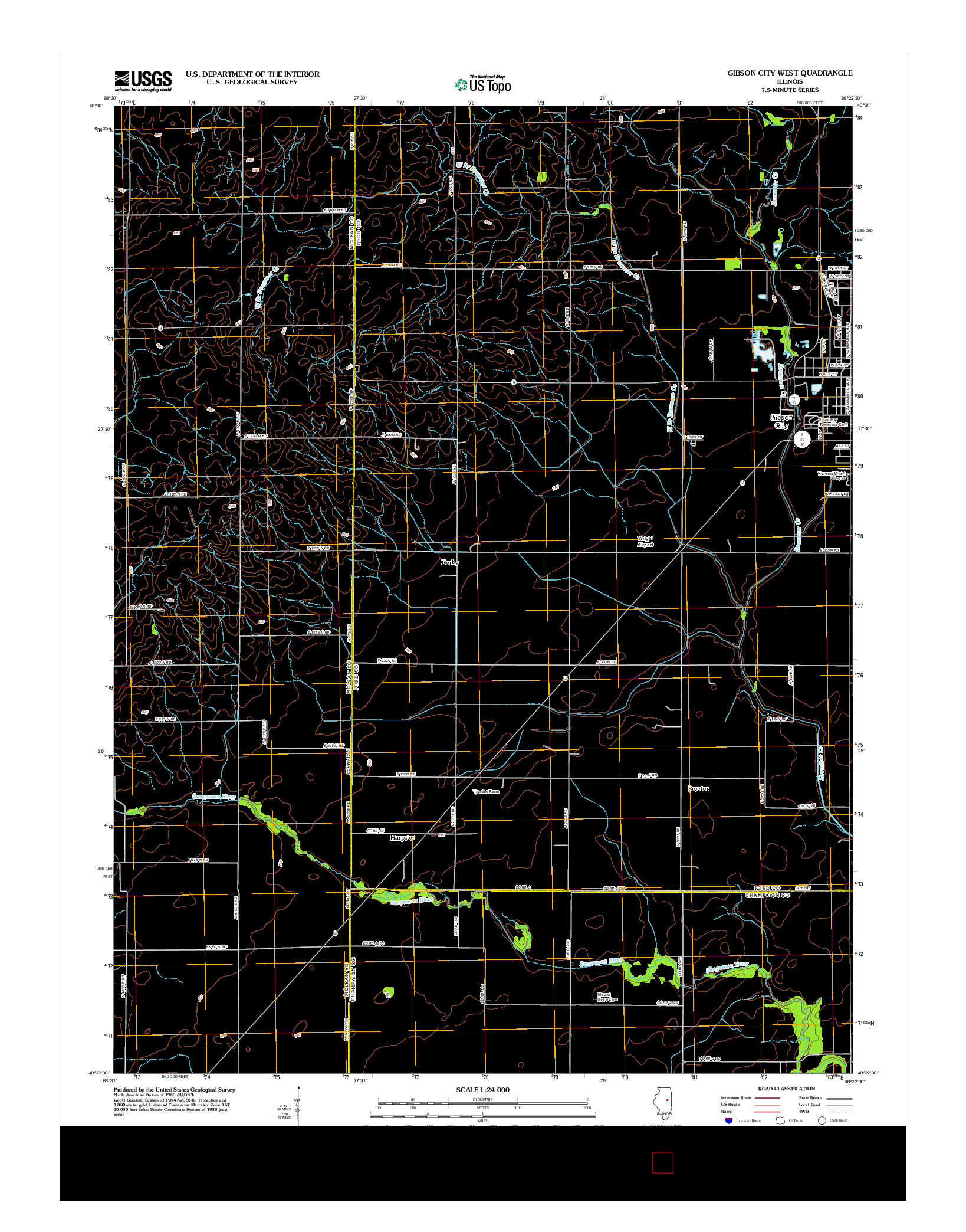 USGS US TOPO 7.5-MINUTE MAP FOR GIBSON CITY WEST, IL 2012