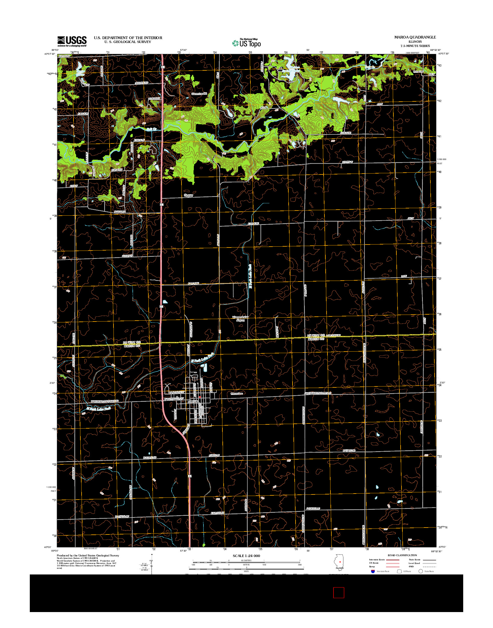 USGS US TOPO 7.5-MINUTE MAP FOR MAROA, IL 2012