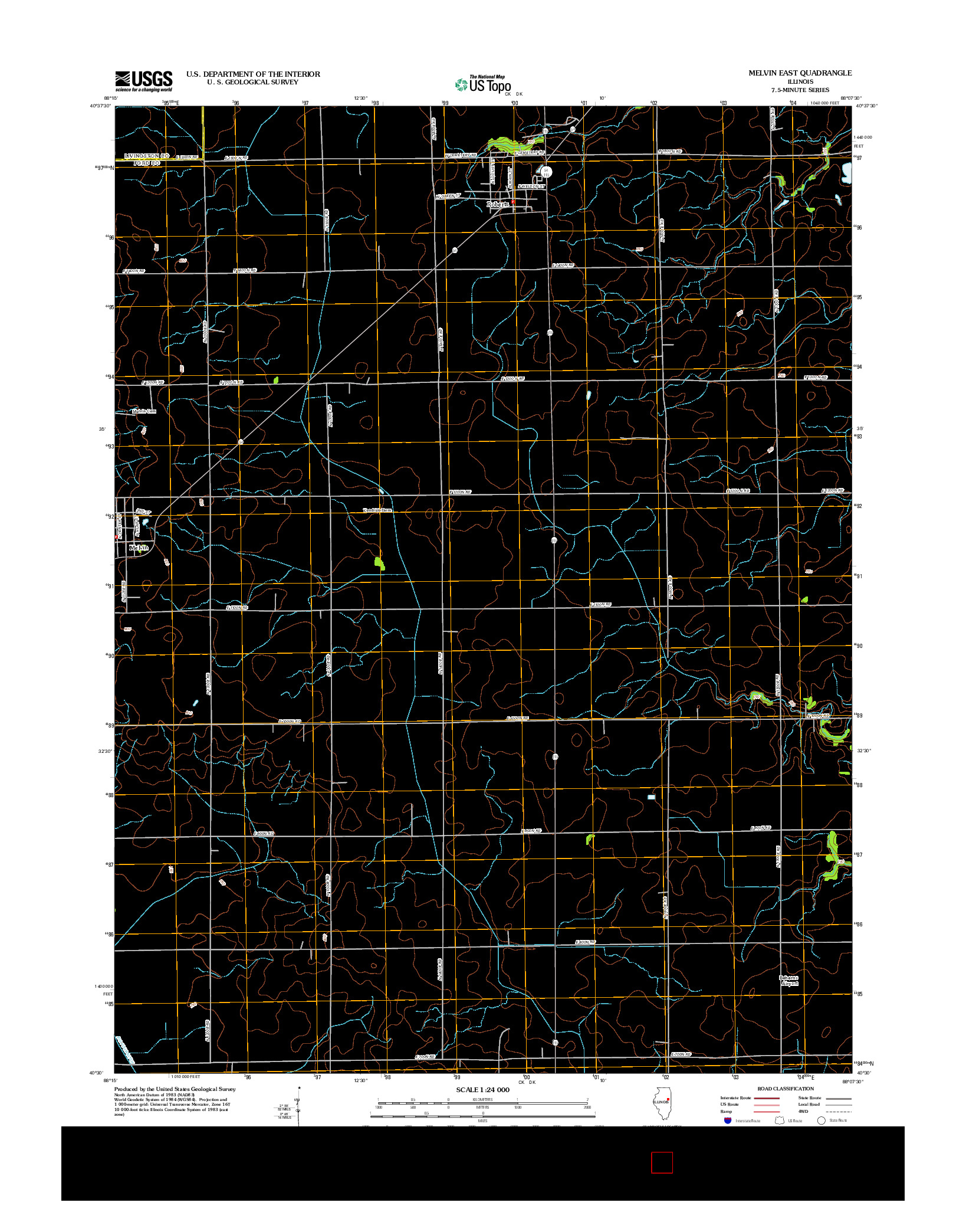 USGS US TOPO 7.5-MINUTE MAP FOR MELVIN EAST, IL 2012