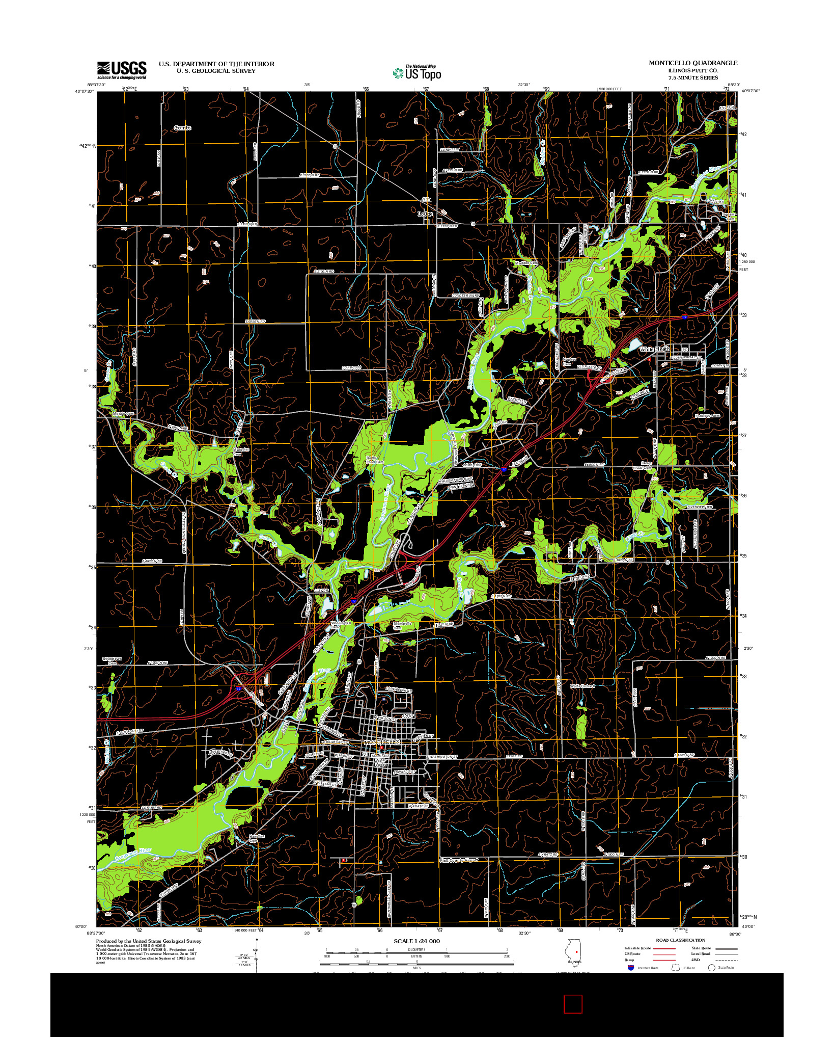 USGS US TOPO 7.5-MINUTE MAP FOR MONTICELLO, IL 2012
