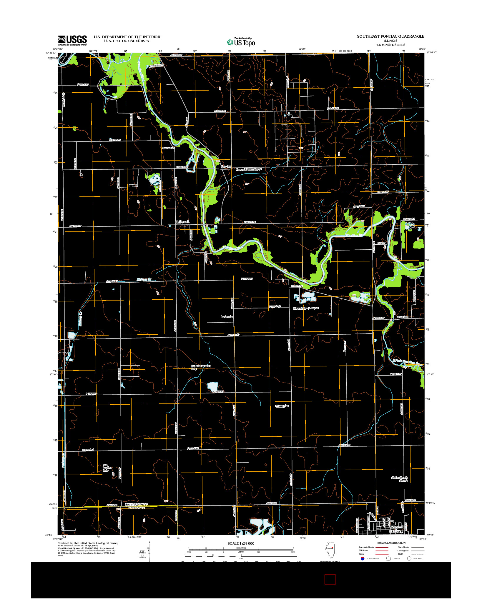 USGS US TOPO 7.5-MINUTE MAP FOR SOUTHEAST PONTIAC, IL 2012
