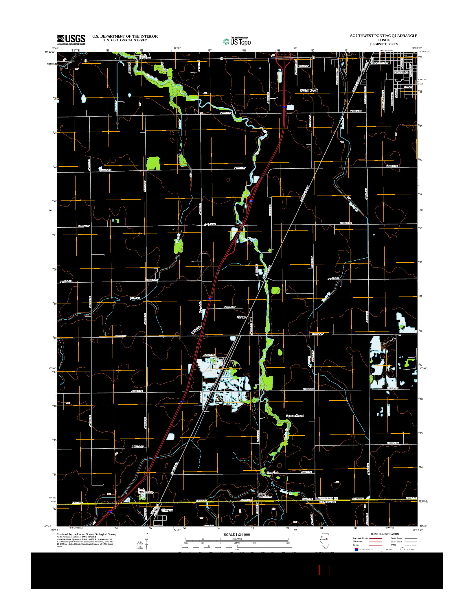 USGS US TOPO 7.5-MINUTE MAP FOR SOUTHWEST PONTIAC, IL 2012