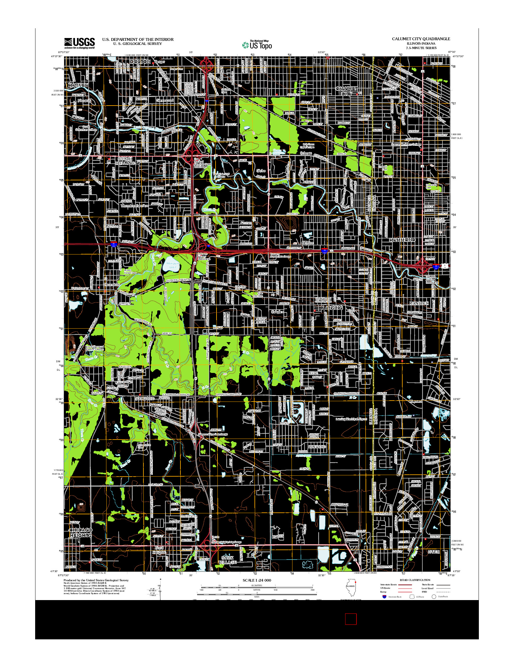 USGS US TOPO 7.5-MINUTE MAP FOR CALUMET CITY, IL-IN 2012
