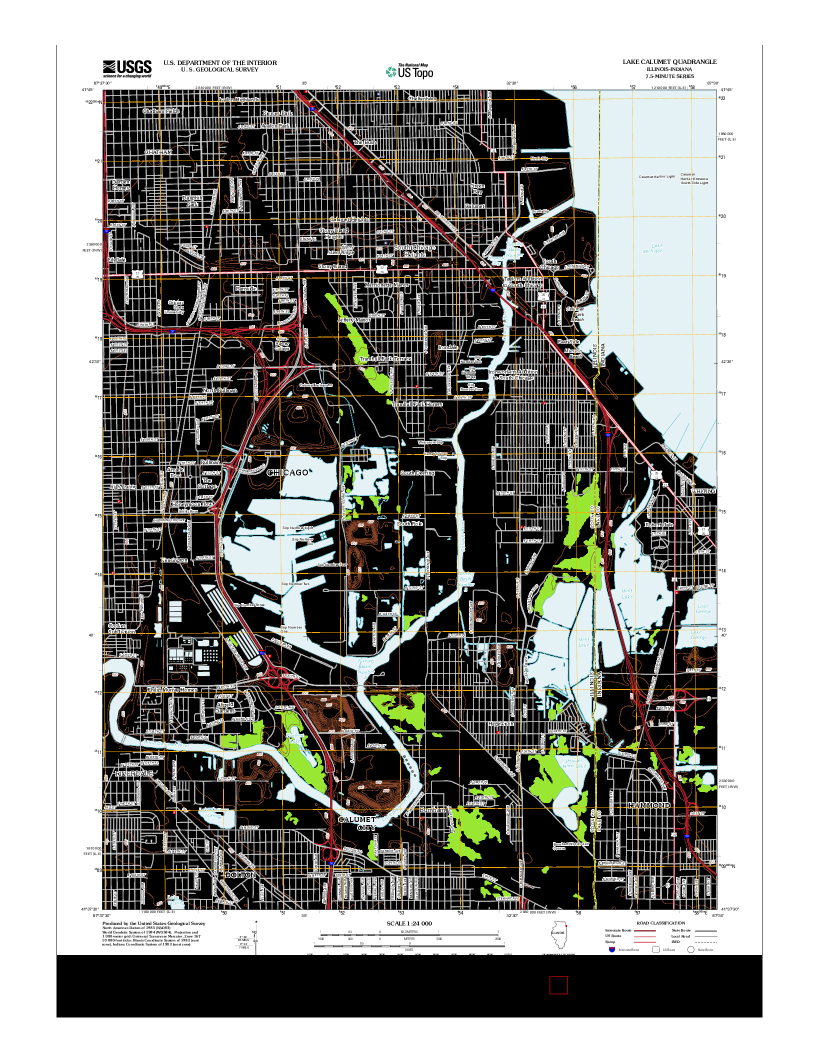 USGS US TOPO 7.5-MINUTE MAP FOR LAKE CALUMET, IL-IN 2012