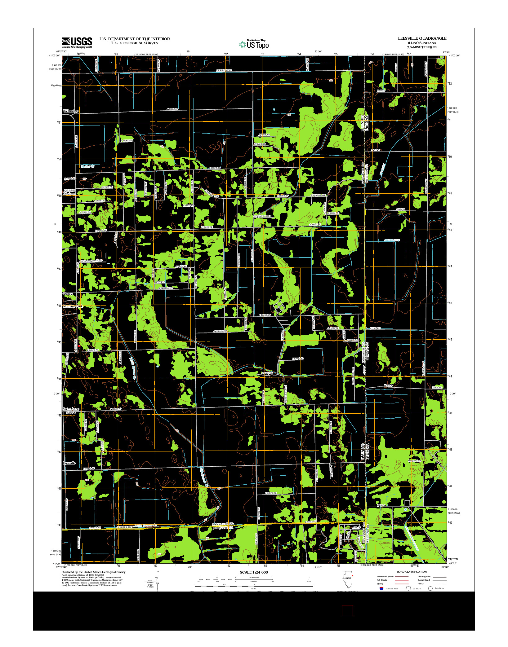 USGS US TOPO 7.5-MINUTE MAP FOR LEESVILLE, IL-IN 2012