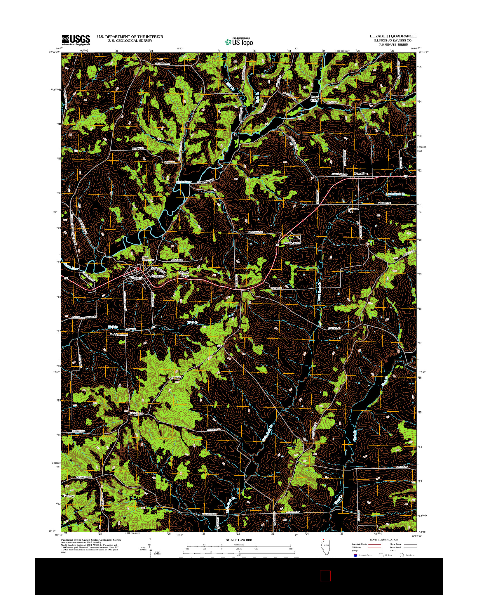 USGS US TOPO 7.5-MINUTE MAP FOR ELIZABETH, IL 2012