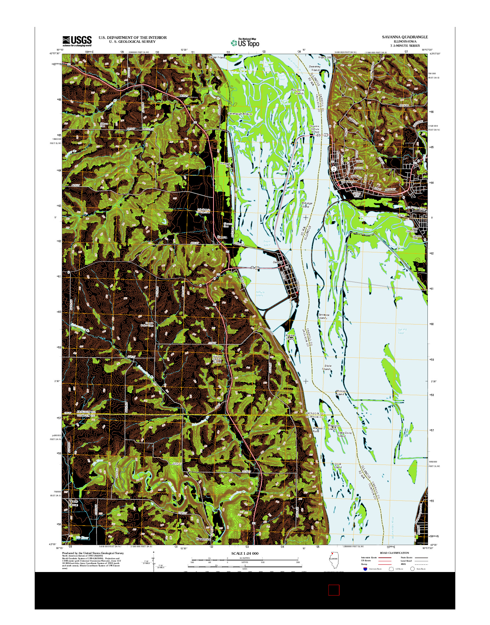 USGS US TOPO 7.5-MINUTE MAP FOR SAVANNA, IL-IA 2012
