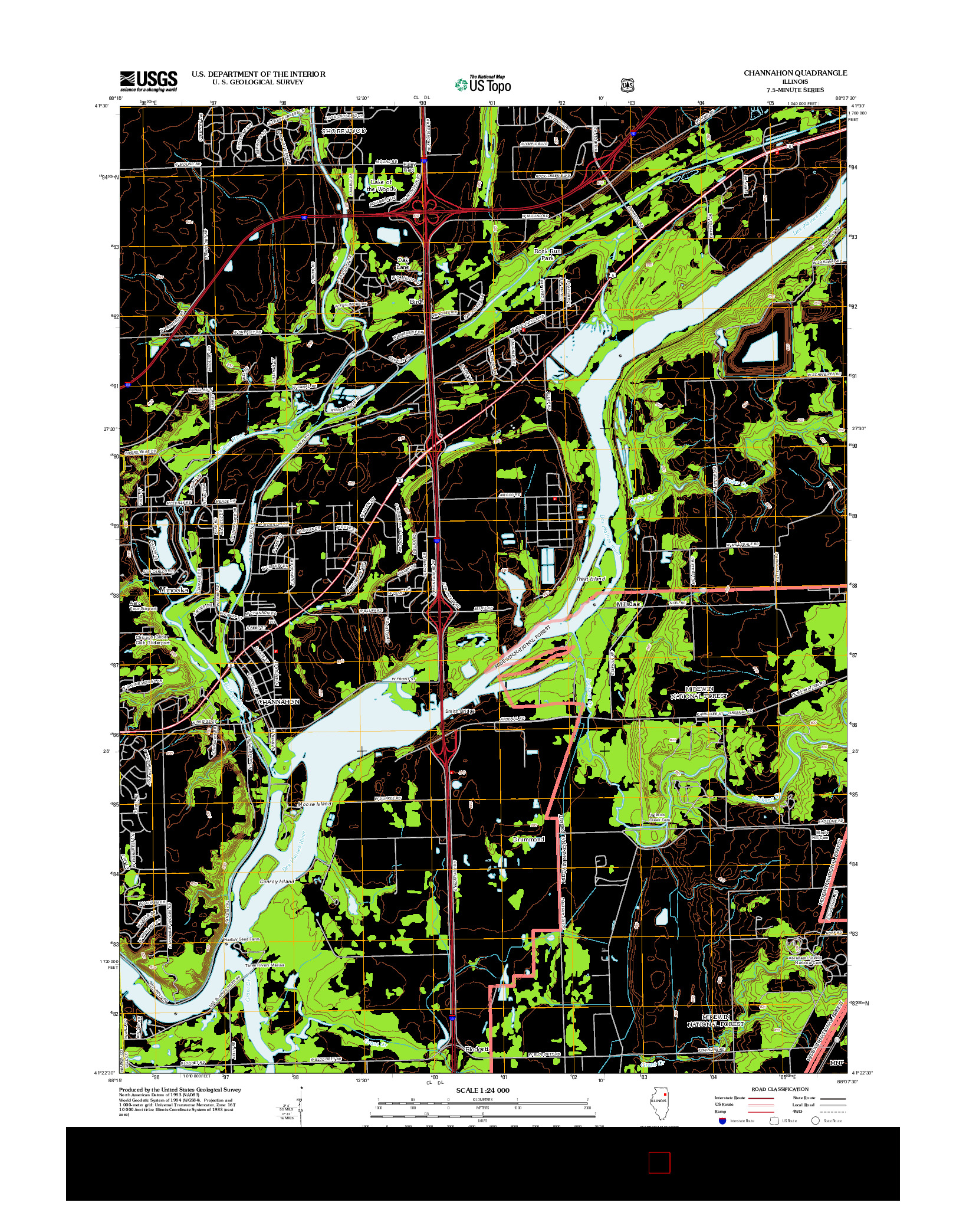 USGS US TOPO 7.5-MINUTE MAP FOR CHANNAHON, IL 2012