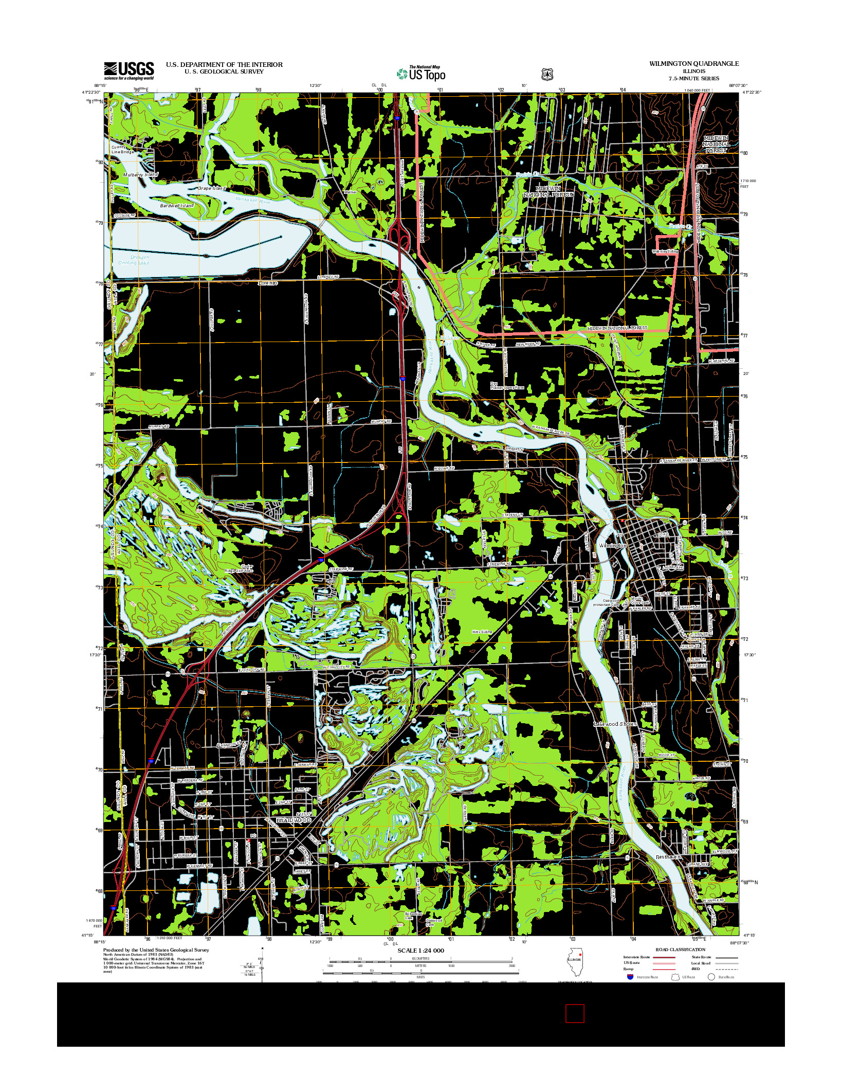 USGS US TOPO 7.5-MINUTE MAP FOR WILMINGTON, IL 2012