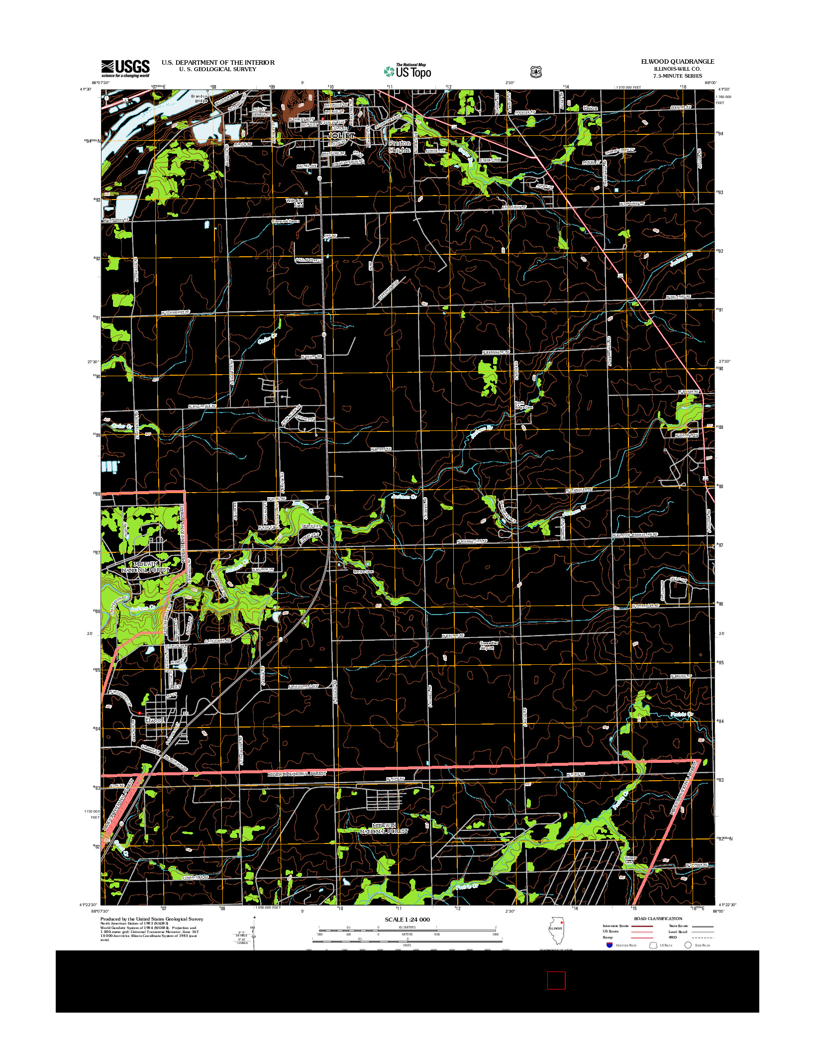 USGS US TOPO 7.5-MINUTE MAP FOR ELWOOD, IL 2012
