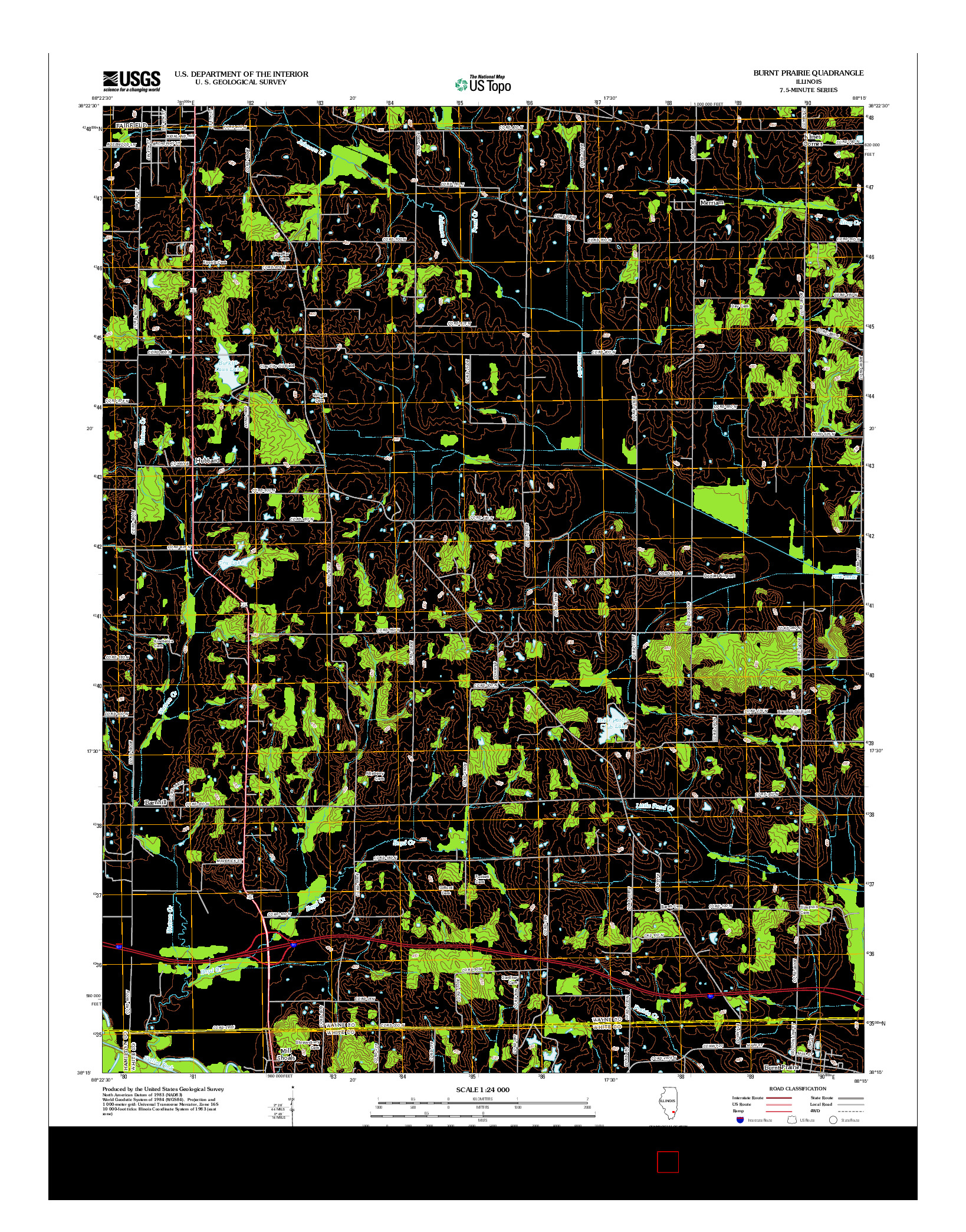 USGS US TOPO 7.5-MINUTE MAP FOR BURNT PRAIRIE, IL 2012