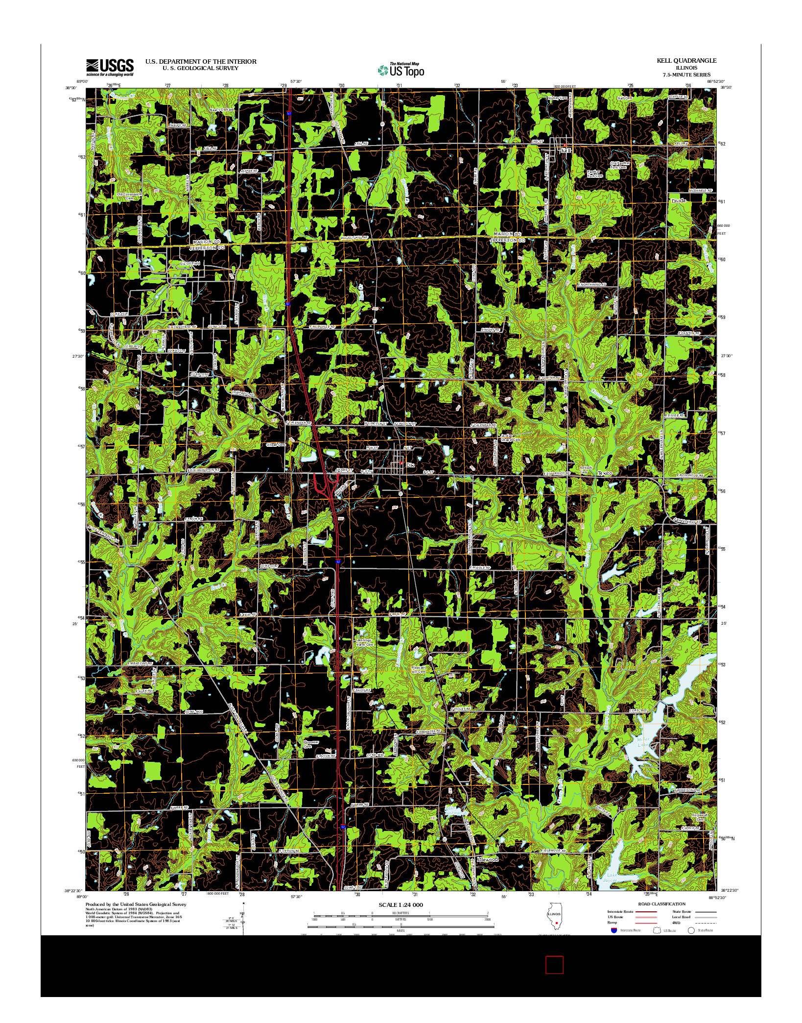 USGS US TOPO 7.5-MINUTE MAP FOR KELL, IL 2012