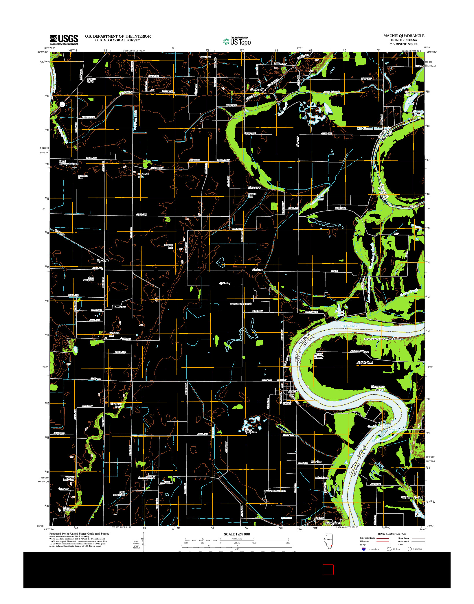 USGS US TOPO 7.5-MINUTE MAP FOR MAUNIE, IL-IN 2012