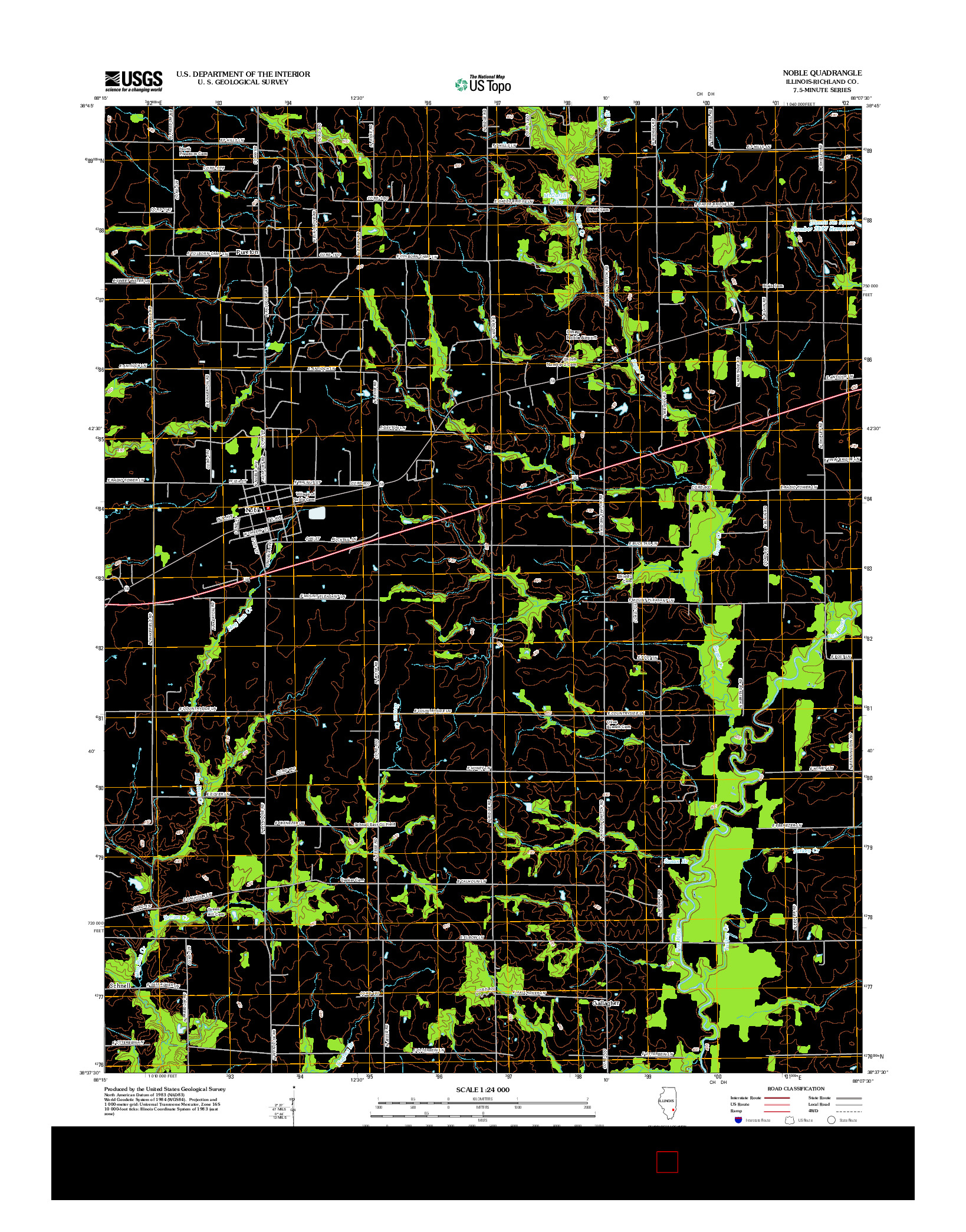 USGS US TOPO 7.5-MINUTE MAP FOR NOBLE, IL 2012