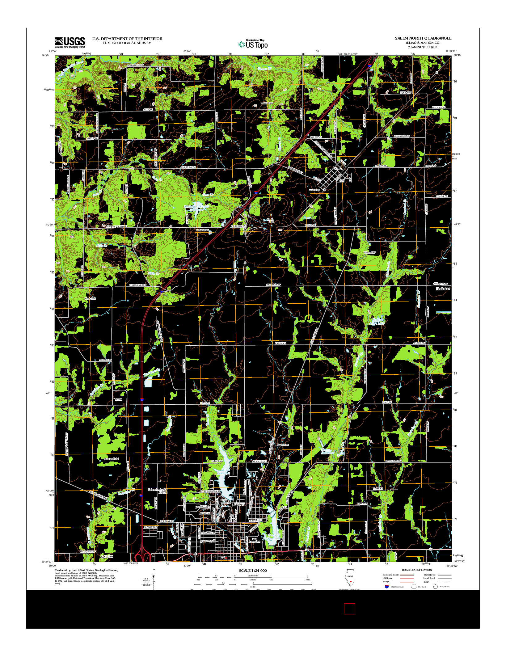 USGS US TOPO 7.5-MINUTE MAP FOR SALEM NORTH, IL 2012