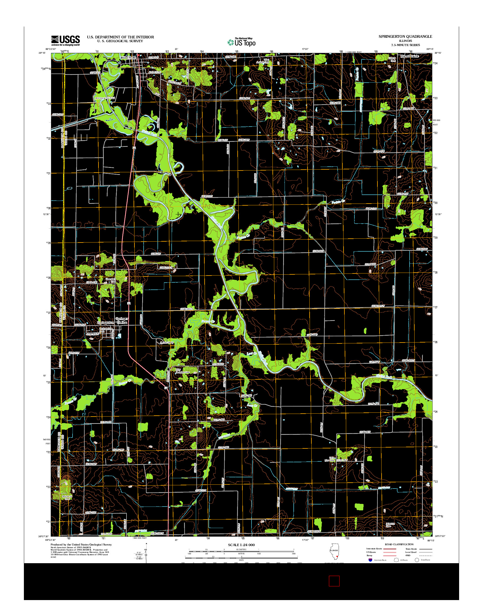 USGS US TOPO 7.5-MINUTE MAP FOR SPRINGERTON, IL 2012