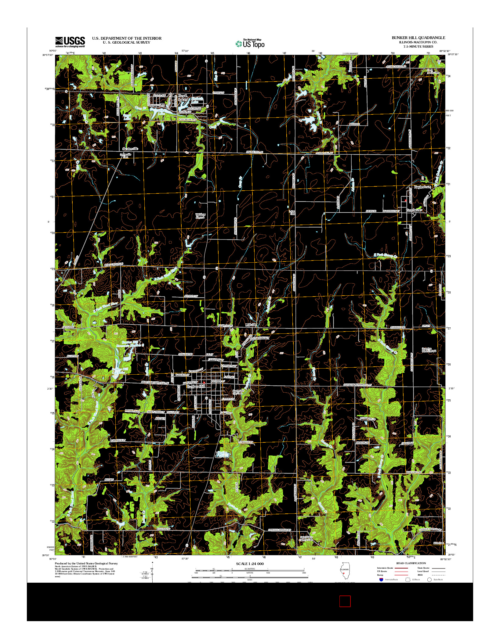 USGS US TOPO 7.5-MINUTE MAP FOR BUNKER HILL, IL 2012