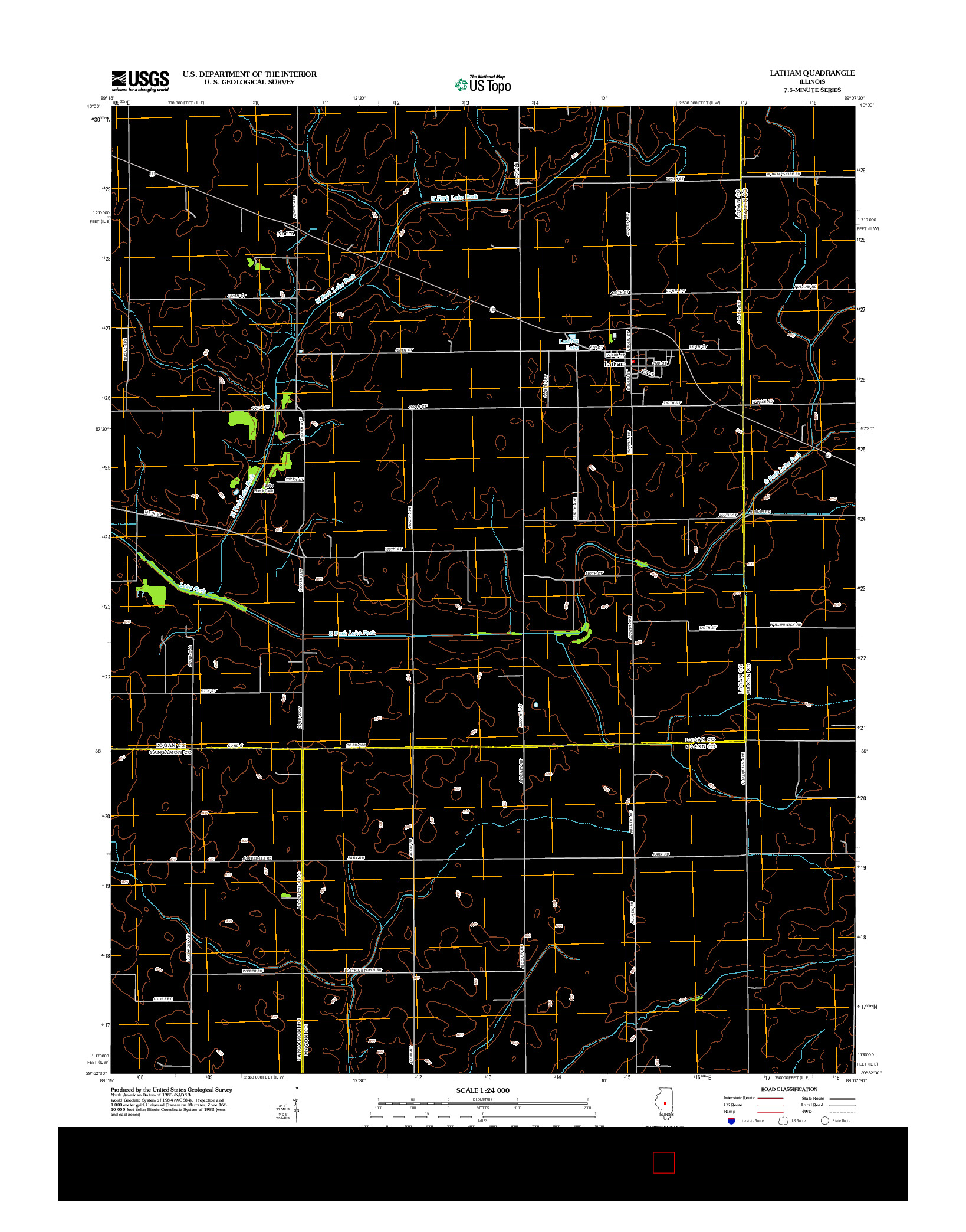 USGS US TOPO 7.5-MINUTE MAP FOR LATHAM, IL 2012