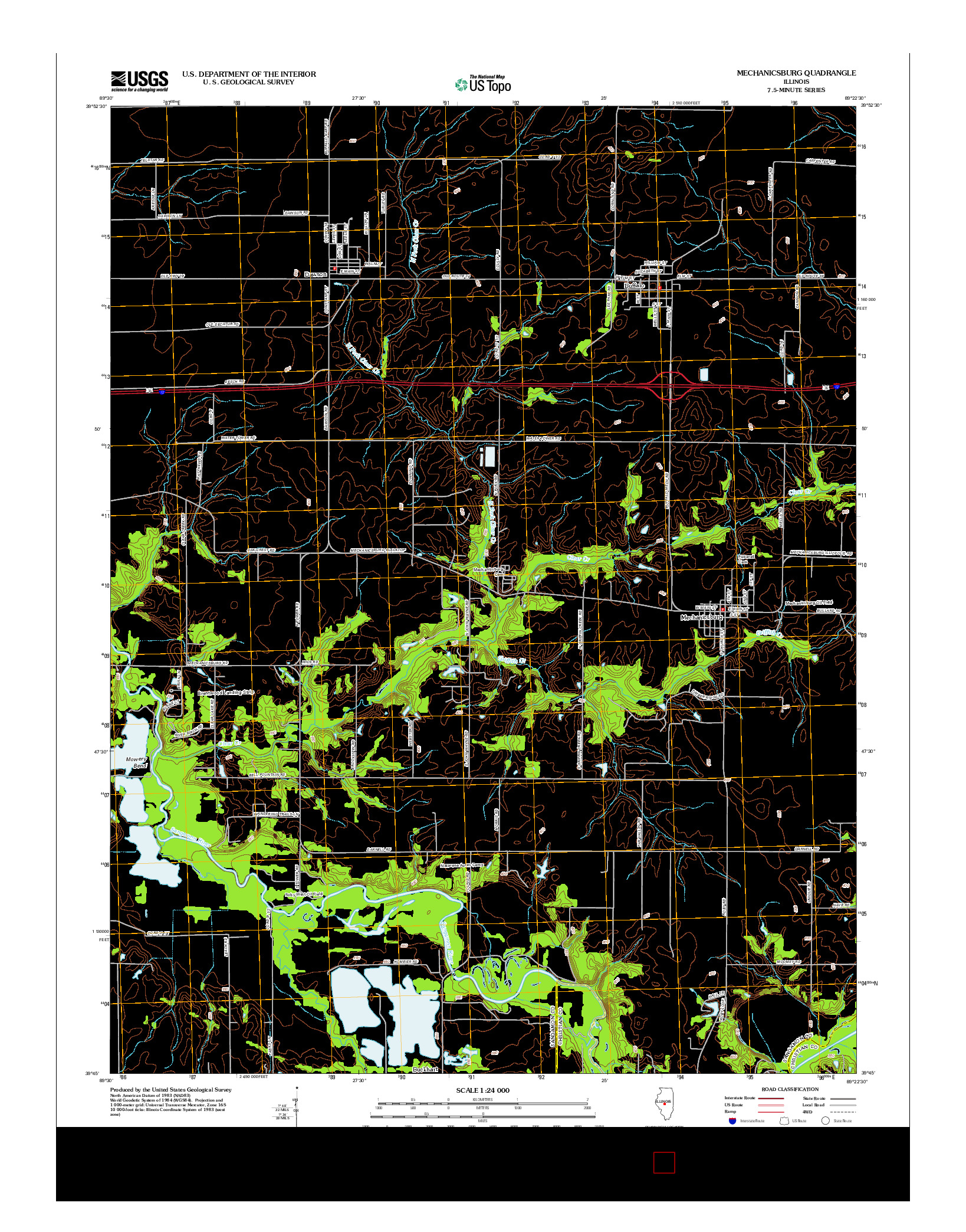 USGS US TOPO 7.5-MINUTE MAP FOR MECHANICSBURG, IL 2012