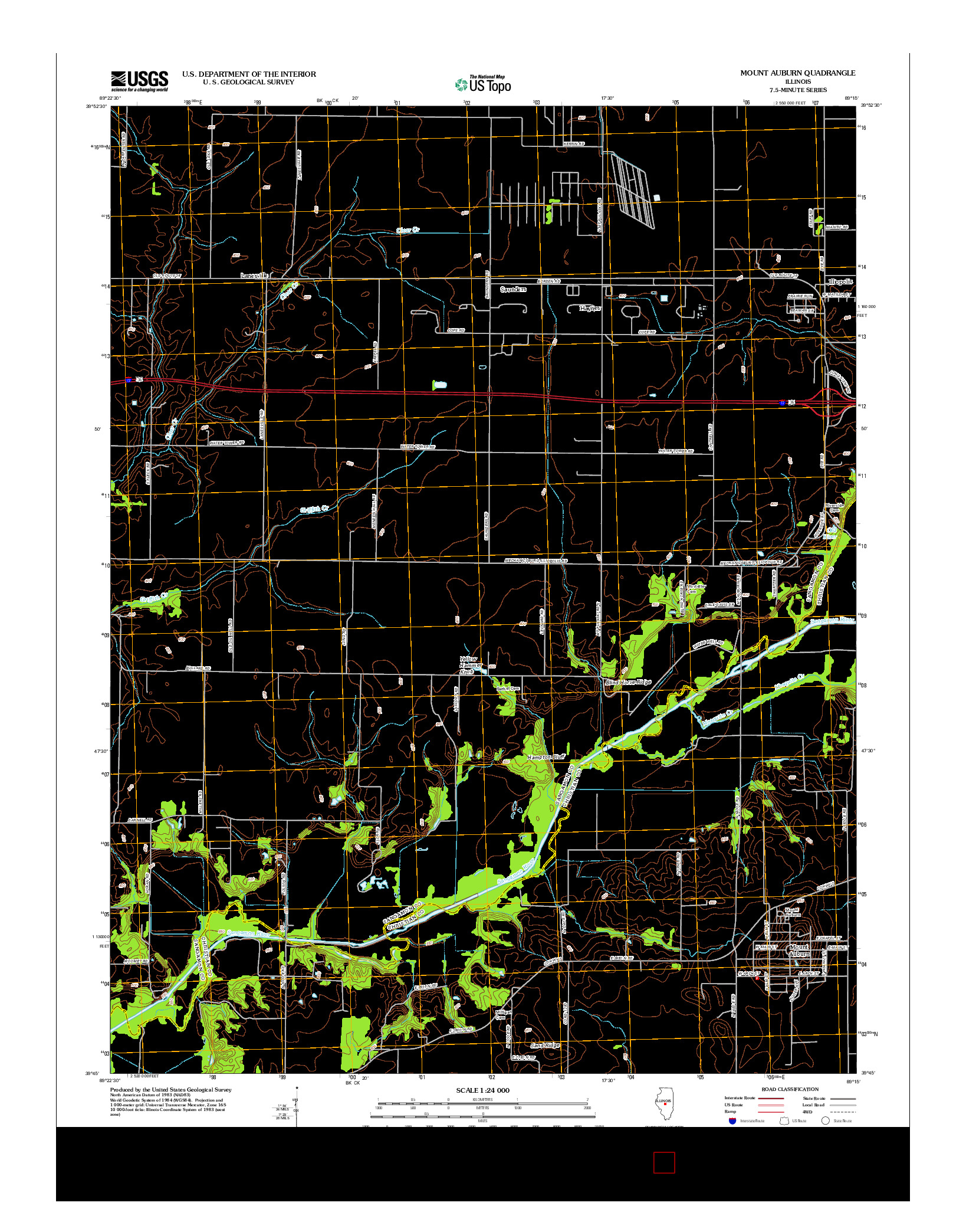 USGS US TOPO 7.5-MINUTE MAP FOR MOUNT AUBURN, IL 2012