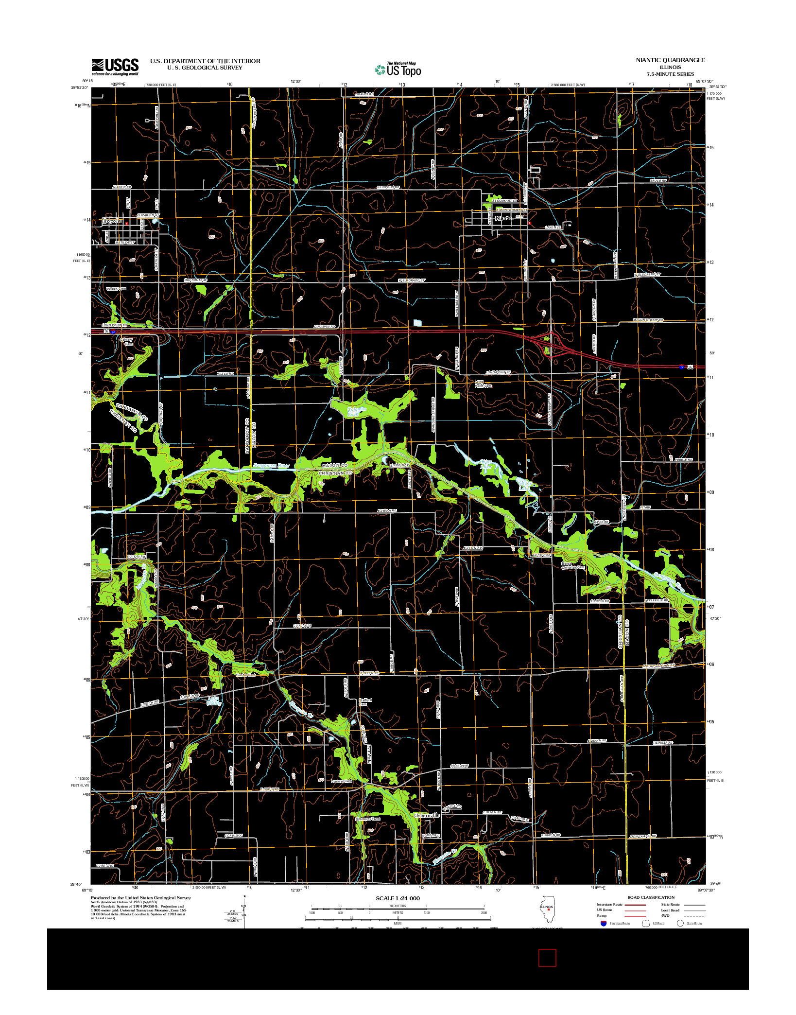USGS US TOPO 7.5-MINUTE MAP FOR NIANTIC, IL 2012