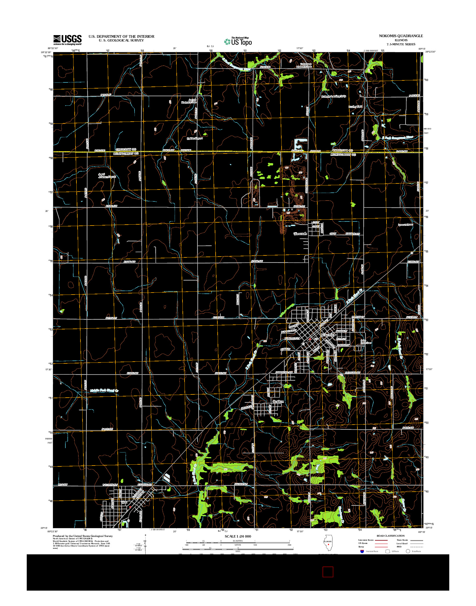 USGS US TOPO 7.5-MINUTE MAP FOR NOKOMIS, IL 2012
