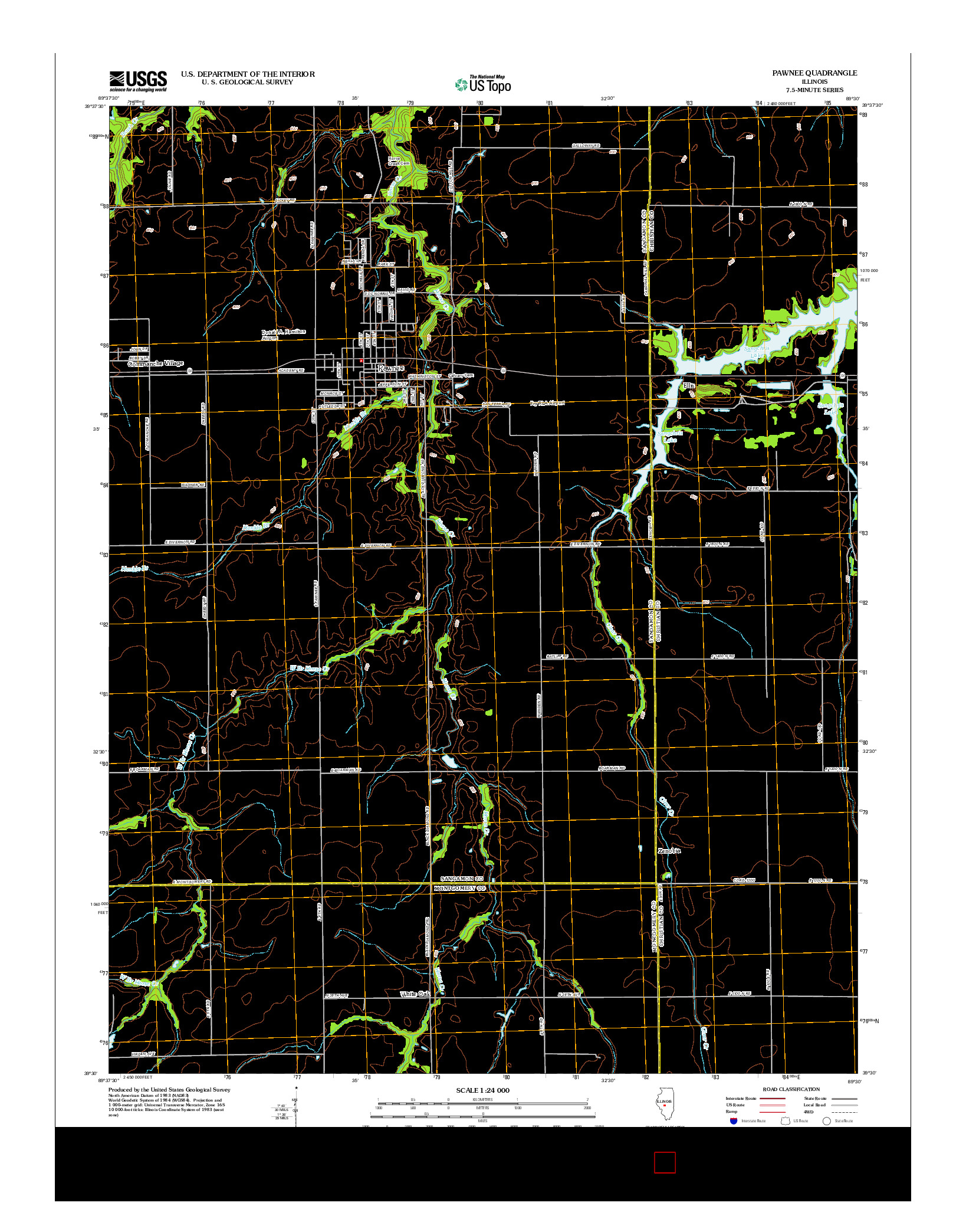 USGS US TOPO 7.5-MINUTE MAP FOR PAWNEE, IL 2012
