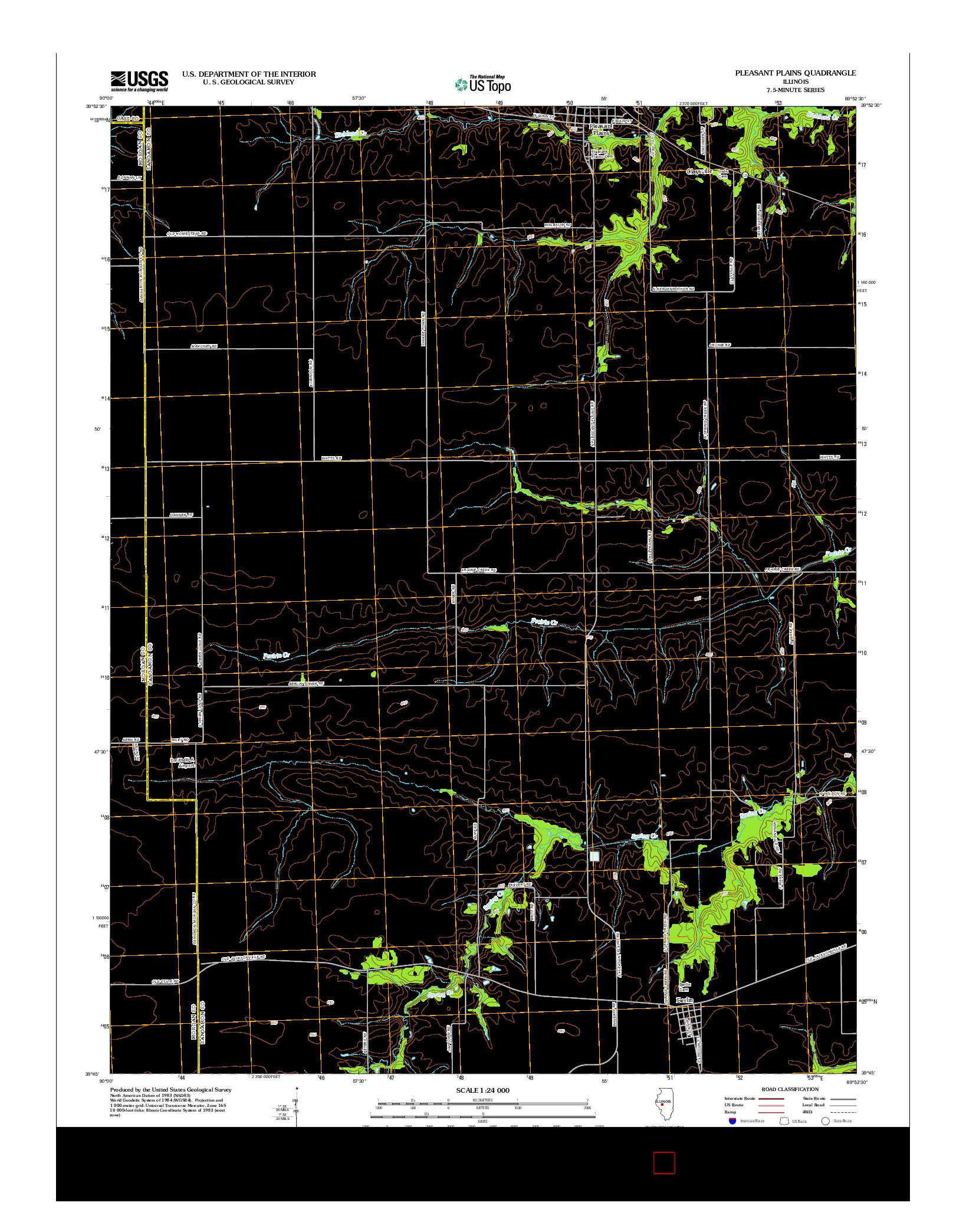 USGS US TOPO 7.5-MINUTE MAP FOR PLEASANT PLAINS, IL 2012